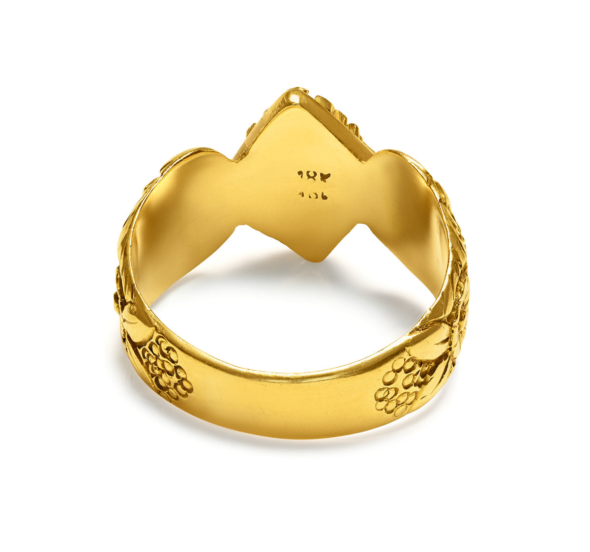 Men's Unisex Antique Victorian 18K Yellow Gold Carved Floral Ring