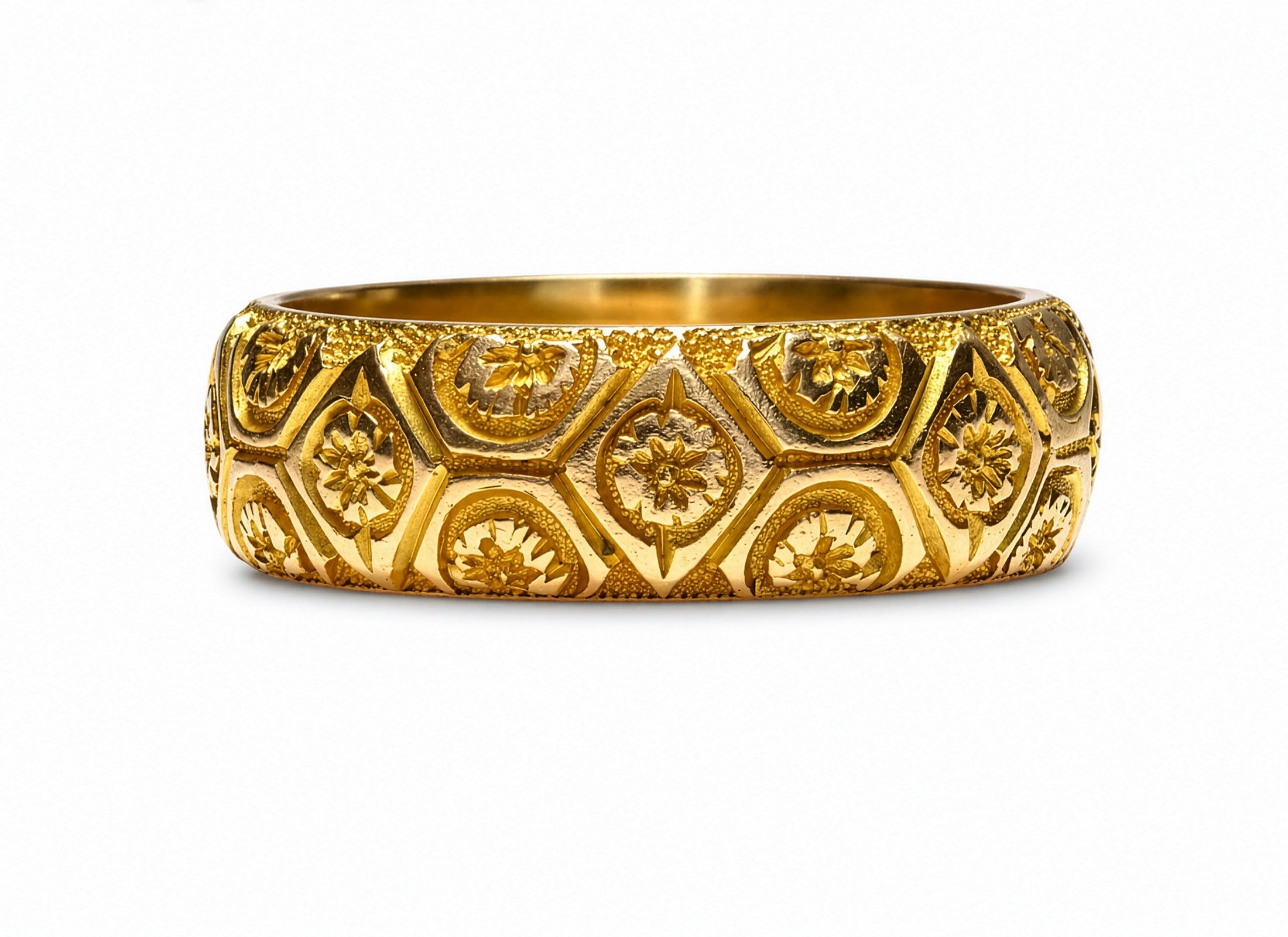 Antique Victorian Coley Brothers 15ct Gold Engraved Band Ring