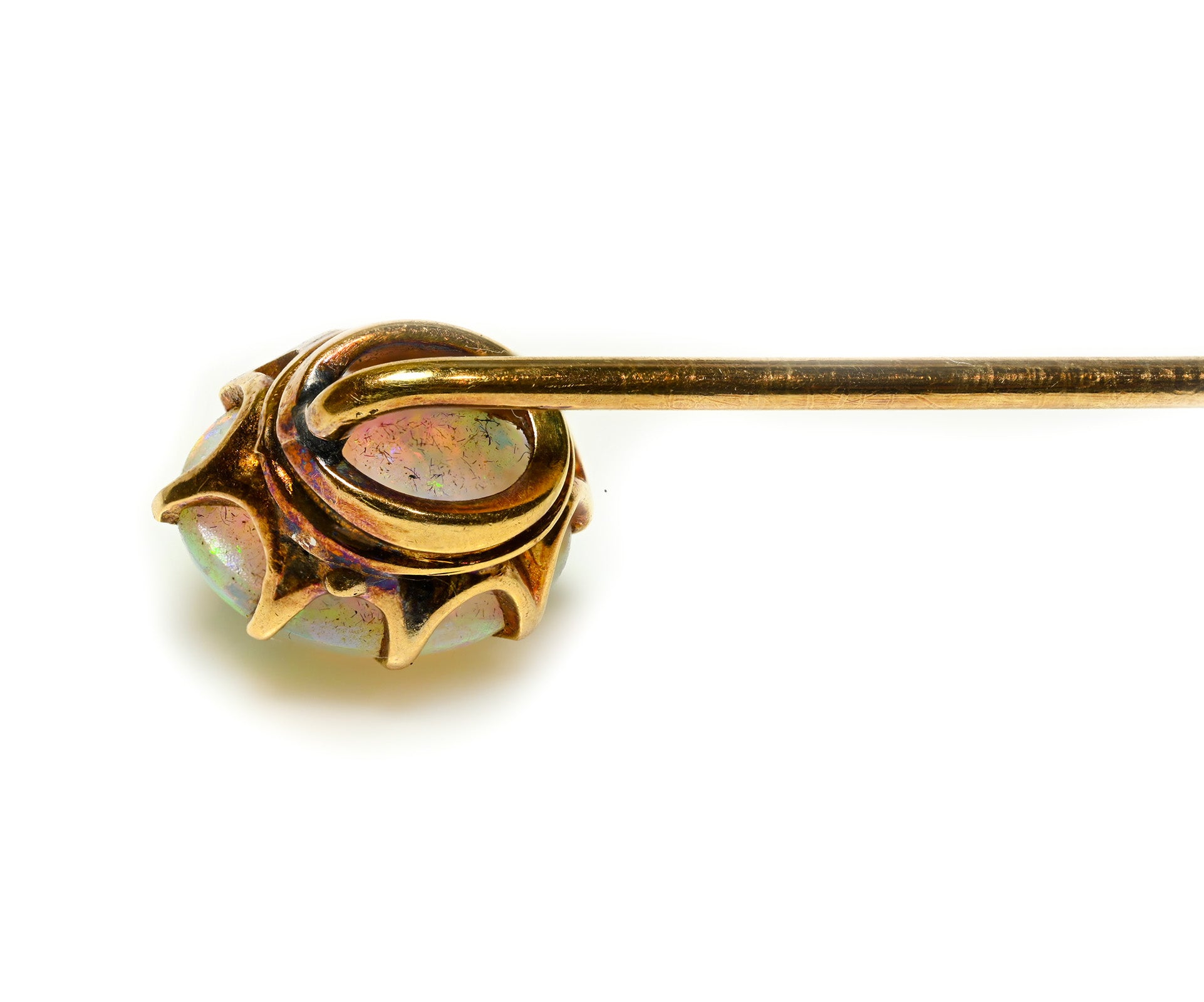 Victorian Oval Cabochon Opal Gold Stick Pin