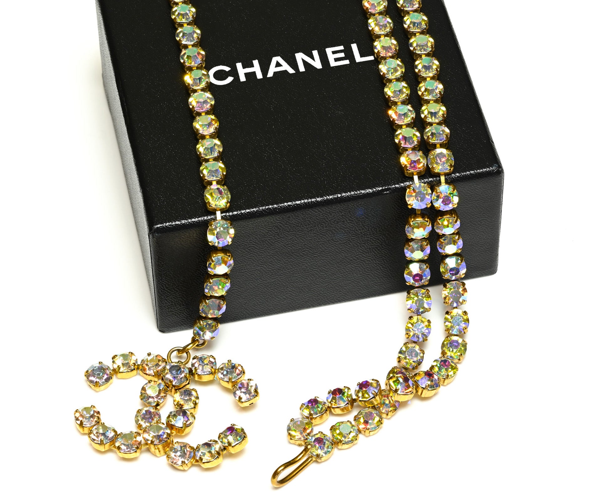 CHANEL Spring 1995 CC Iridescent Crystal Barbie Belt