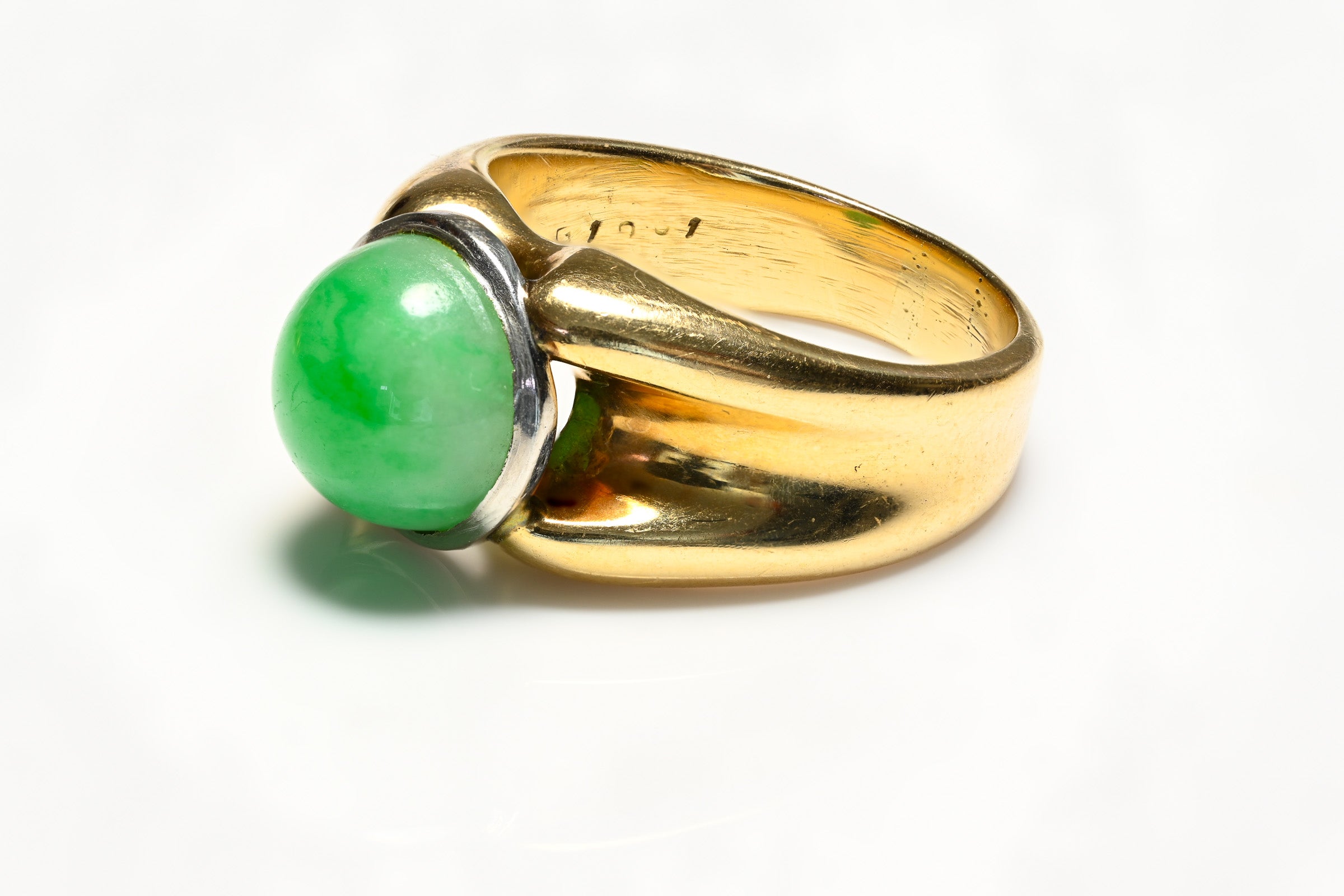 Vintage 14K Gold Jade Ring mens
