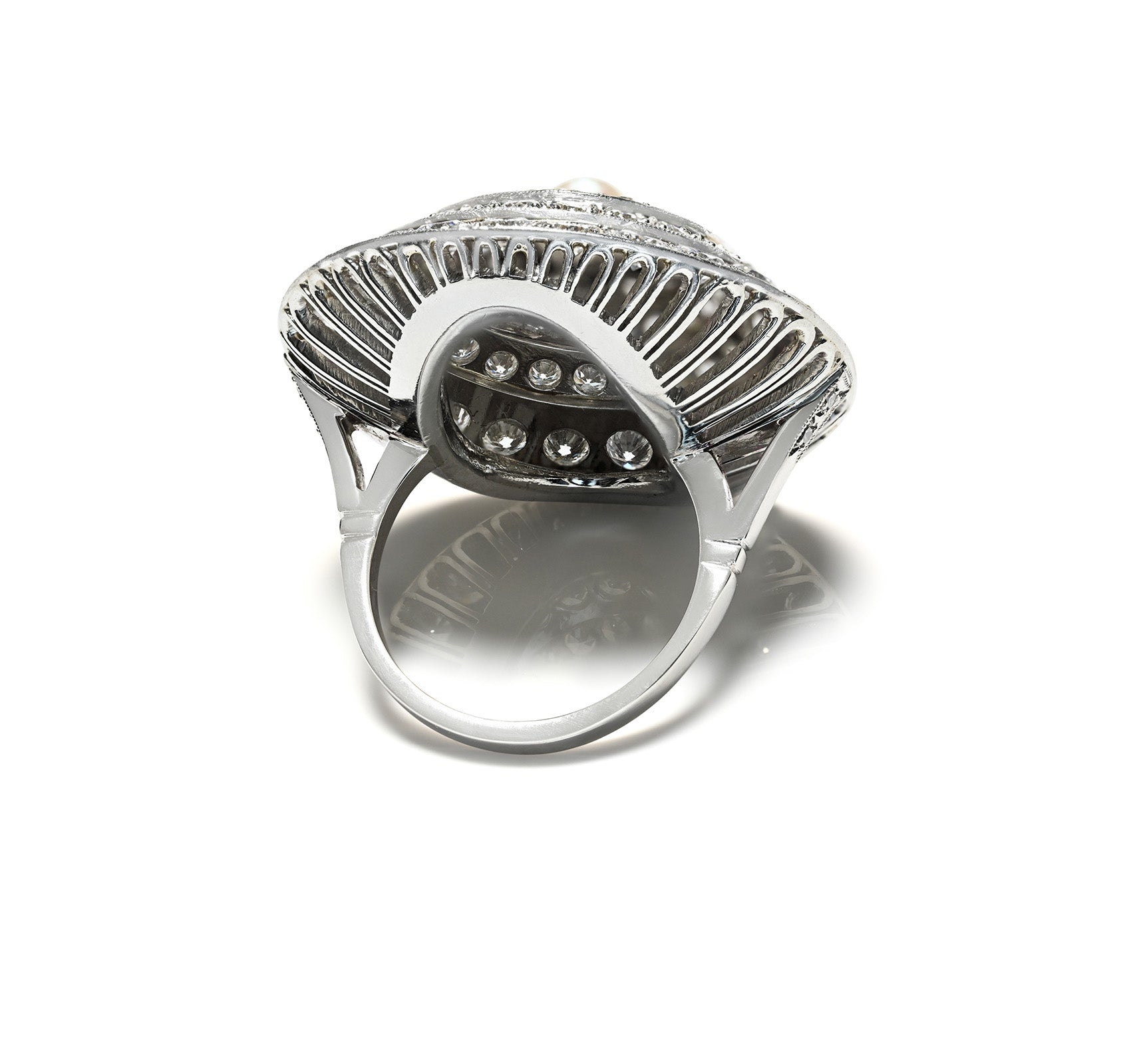 Vintage Platinum Ring Diamond Onyx Pearl art deco