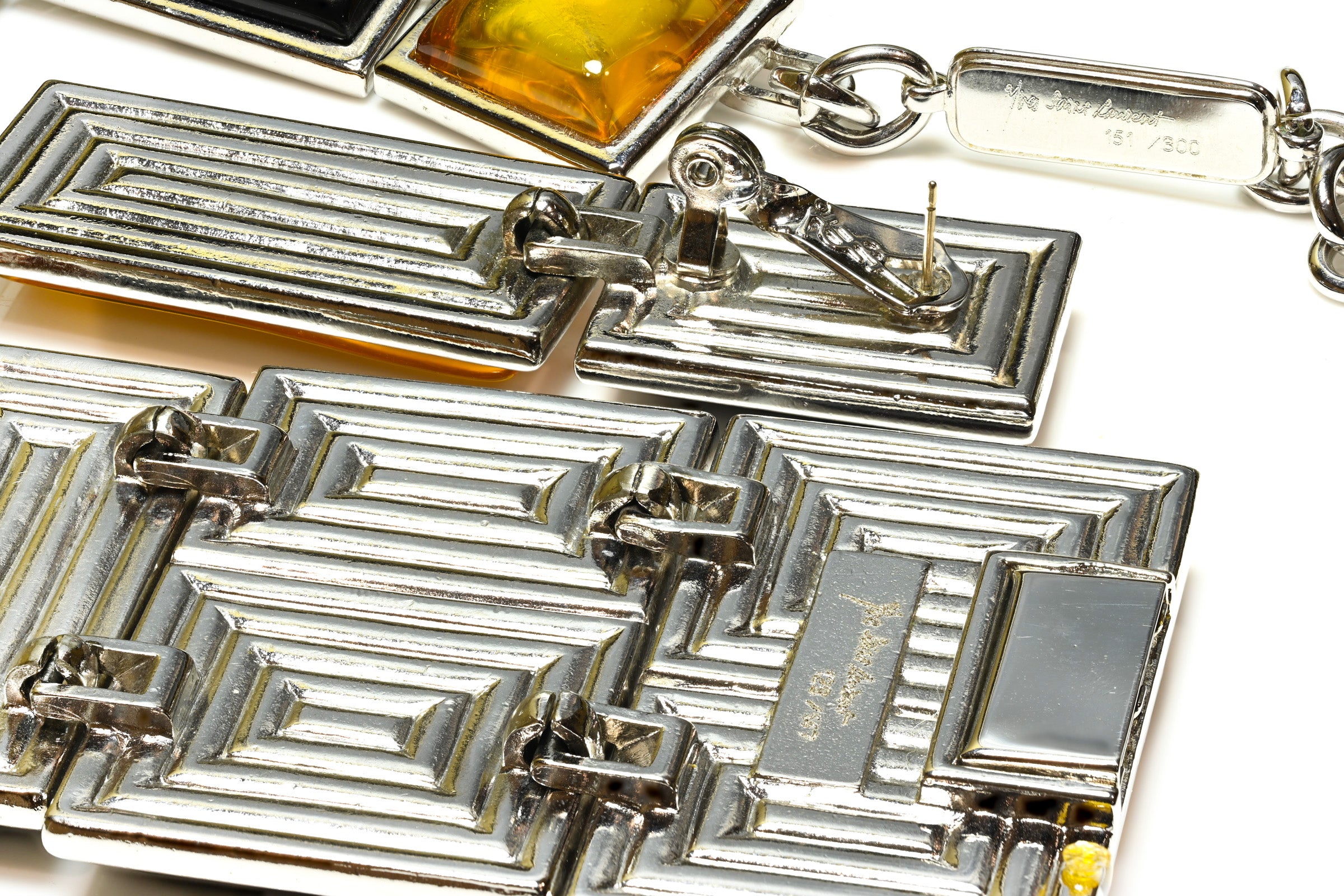 Vintage Yves Saint Laurent Red Yellow Black Mondrian Style Set 2