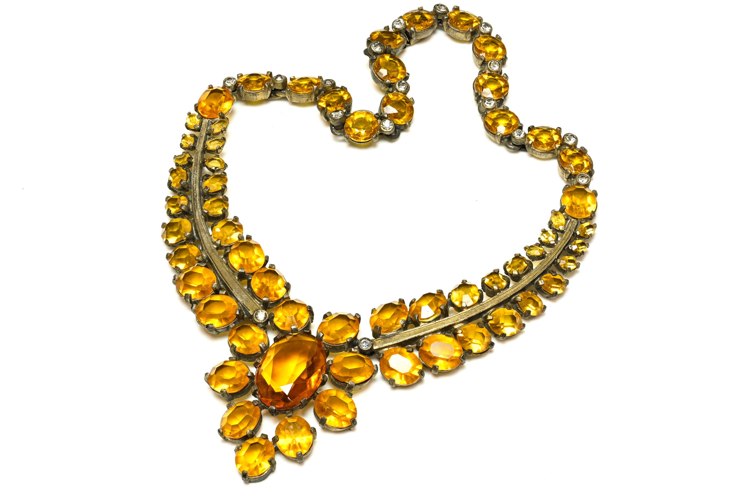 Vintage 1940's Eisenberg Yellow Crystal Flower Necklace