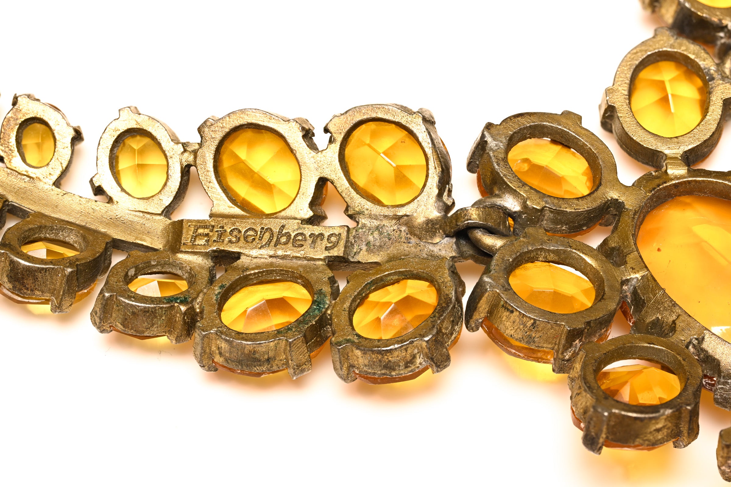 Vintage 1940's Eisenberg Yellow Crystal Flower Necklace 3