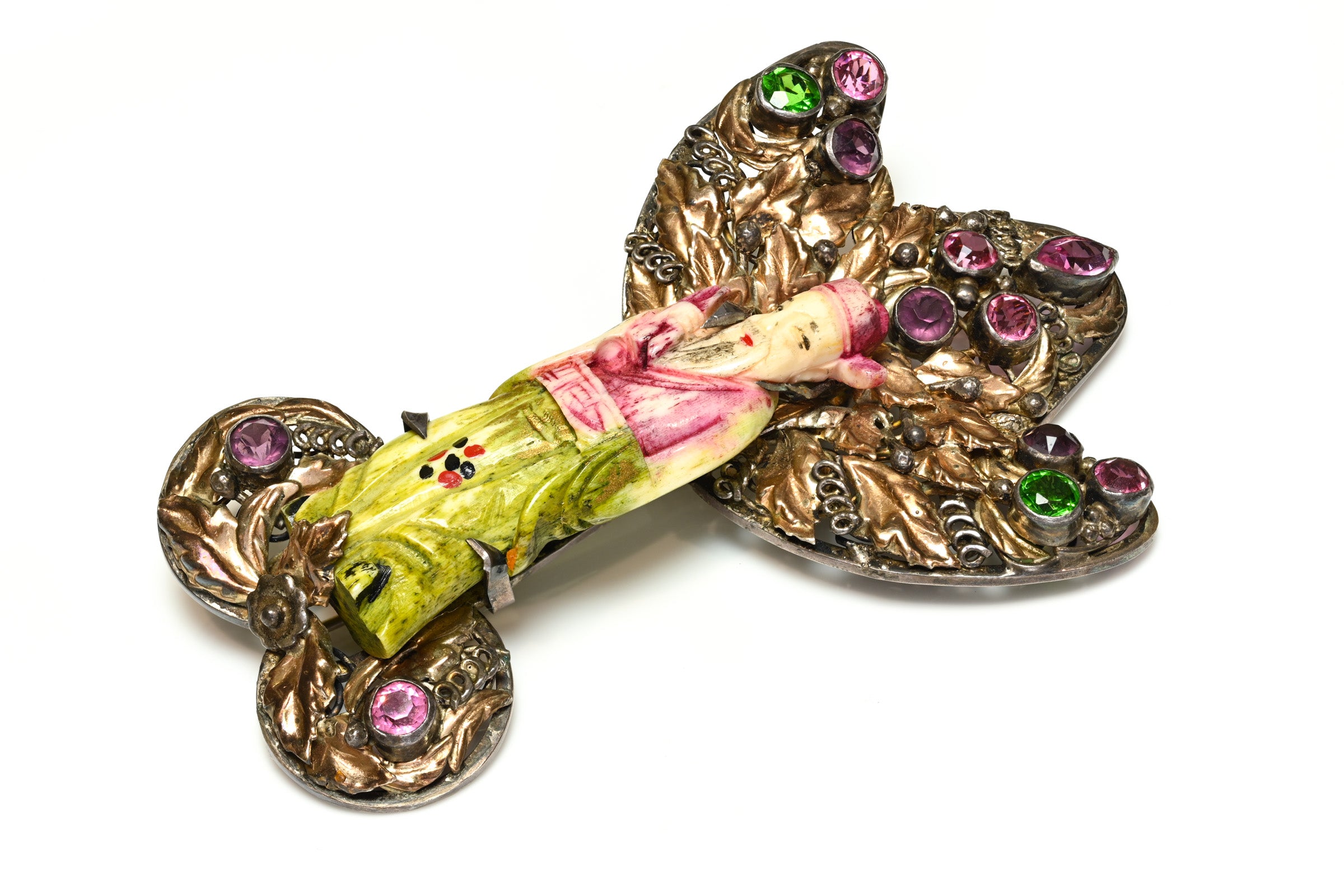 Vintage 1940's Hobe Sterling Bandora Monk Asian Style Filigree Brooch 1