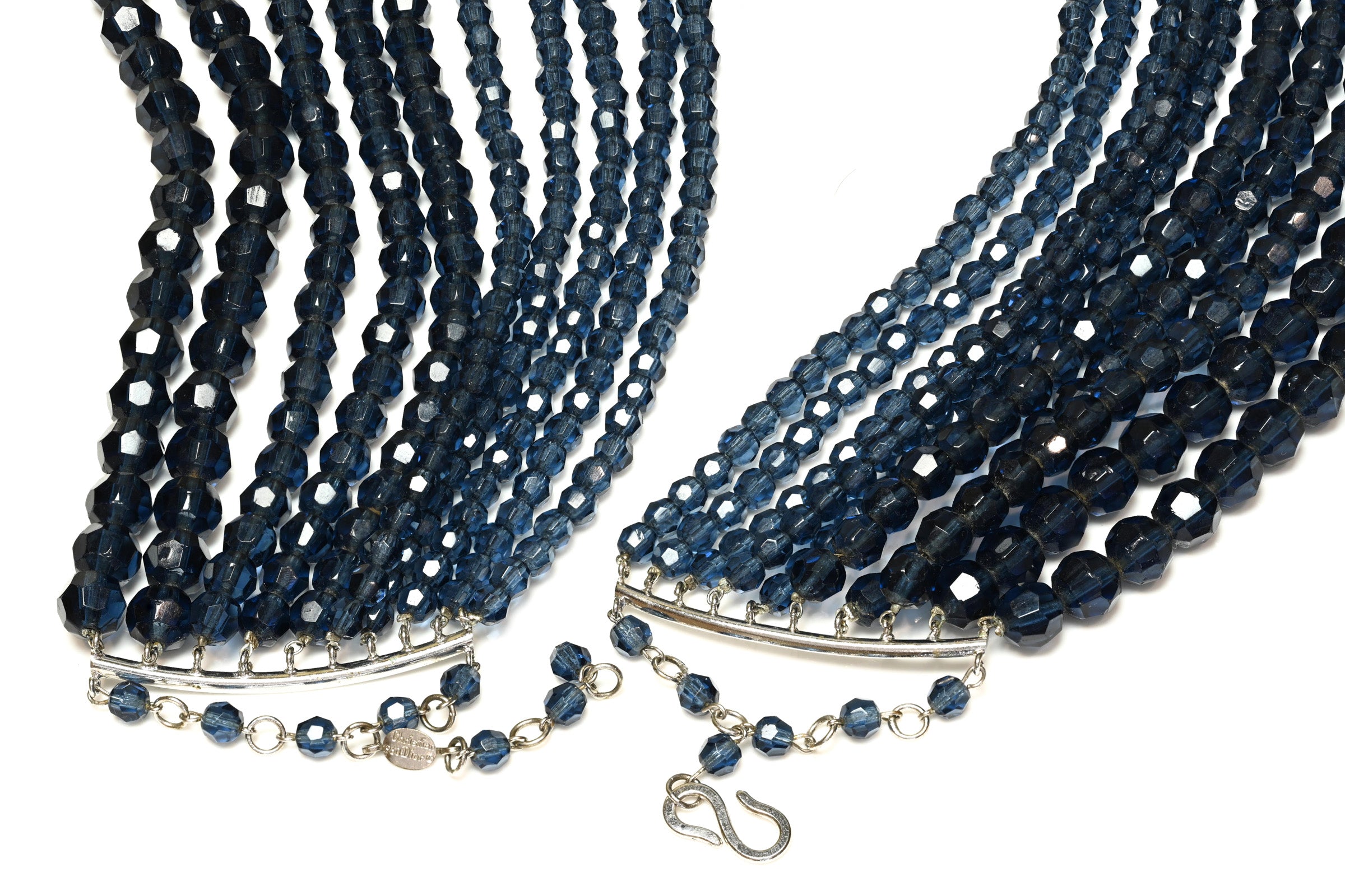 Vintage 1960 Christian Dior by Yves Saint Laurent Blue Crystal Necklace 2