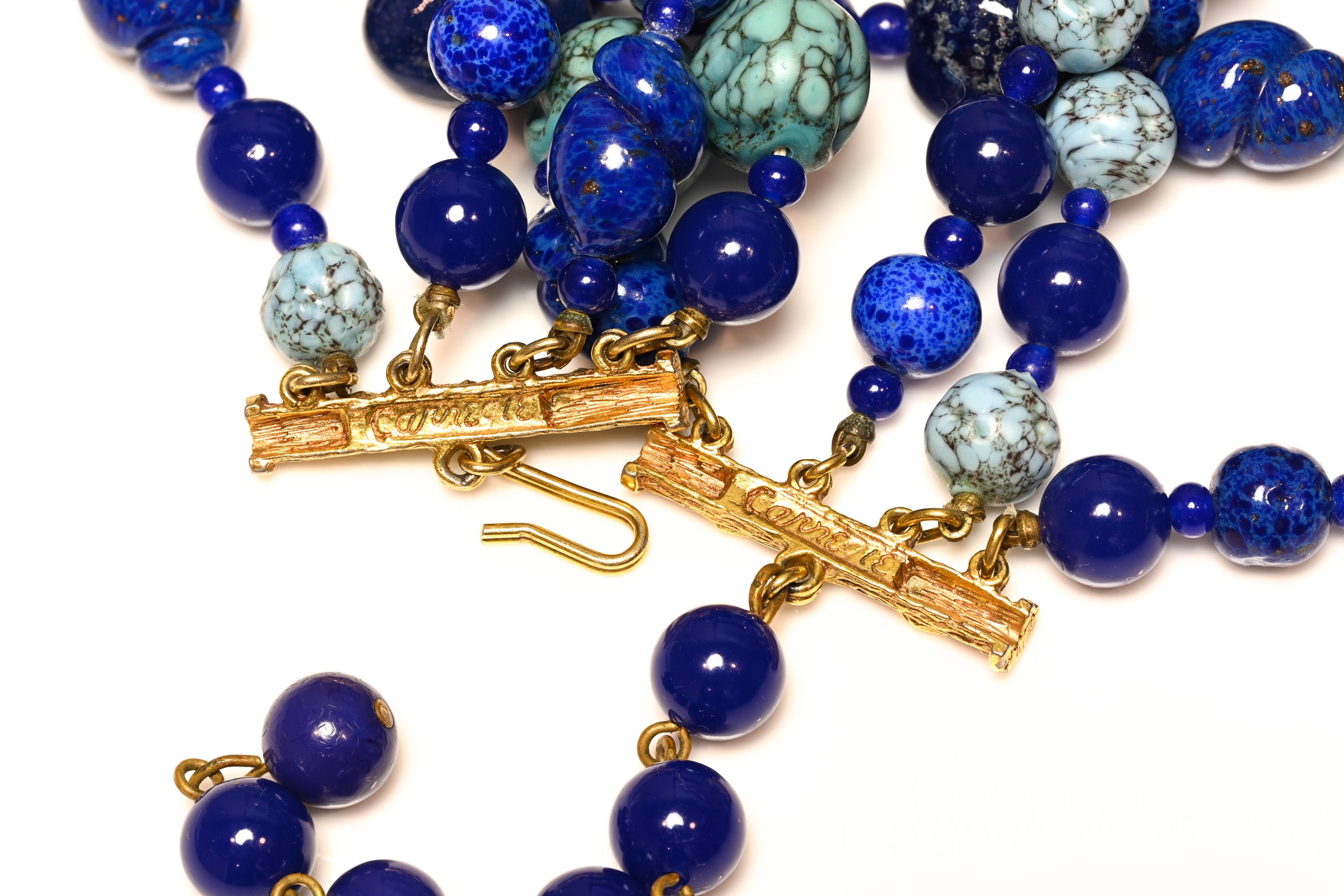 Vintage 1960's Hattie Carnegie Blue Glass Beads Collar Necklace 2