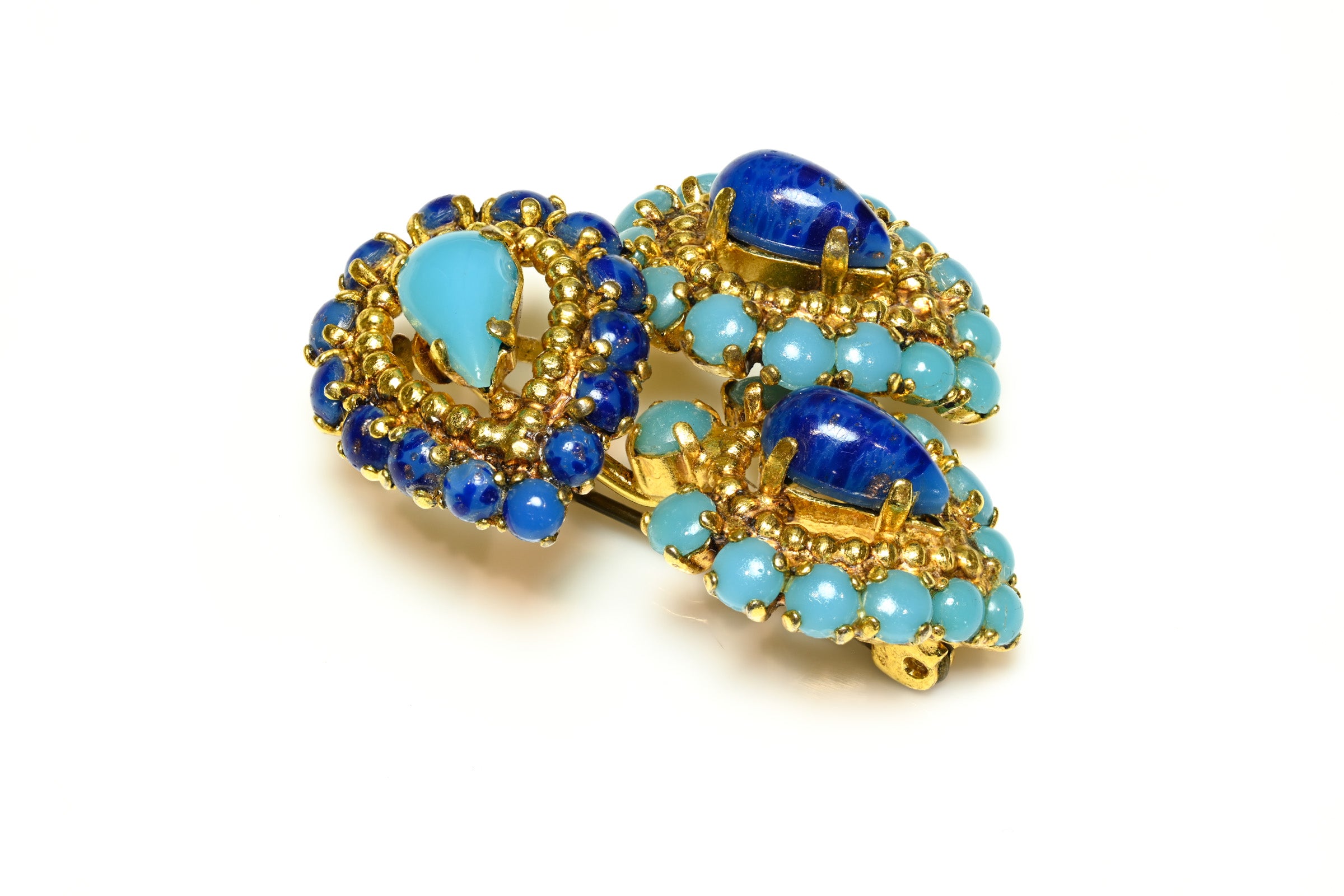 Vintage 1965 Christian Dior Paris 1965 Blue Glass Flower Brooch 1