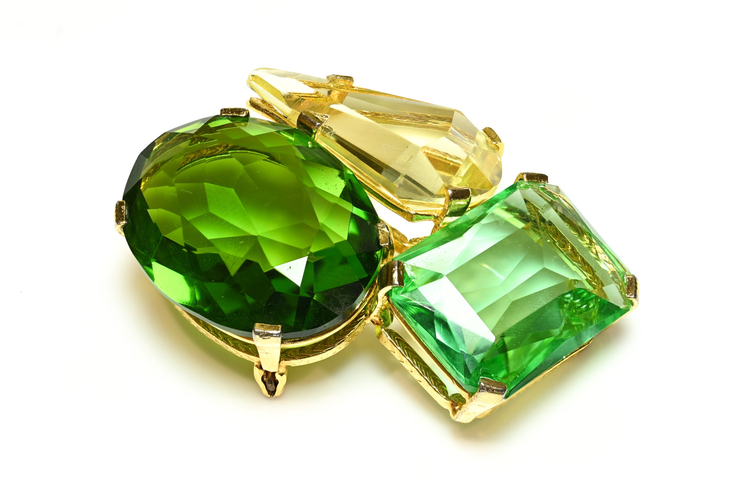 Vintage 1967 Christian Dior Henkel & Grosse Green Crystal Brooch 2