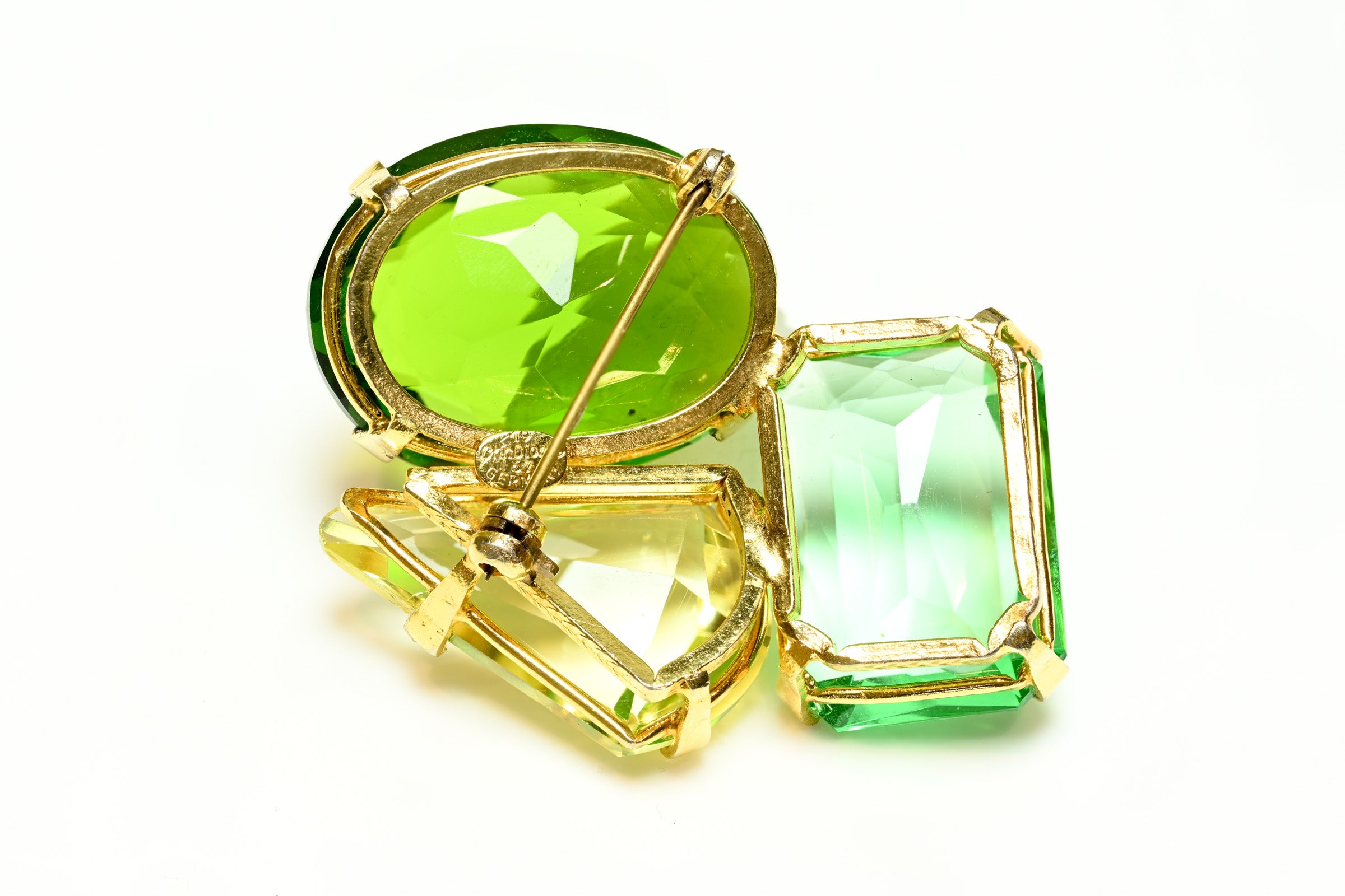 Vintage 1967 Christian Dior Henkel & Grosse Green Crystal Brooch 3