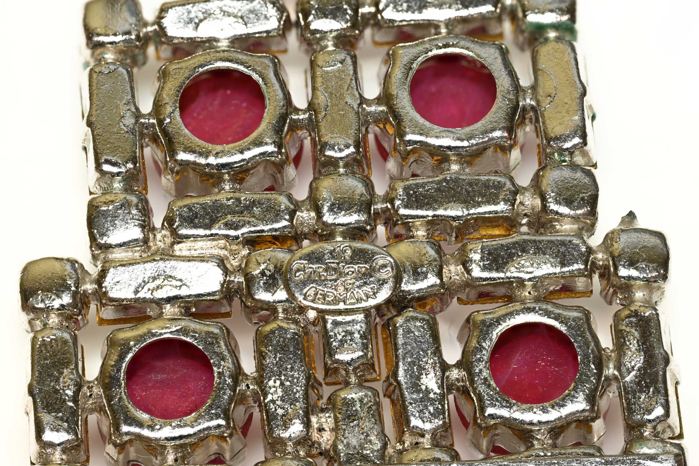 Vintage 1969 Christian Dior Chandelier Red Crystal Glass Earrings 4