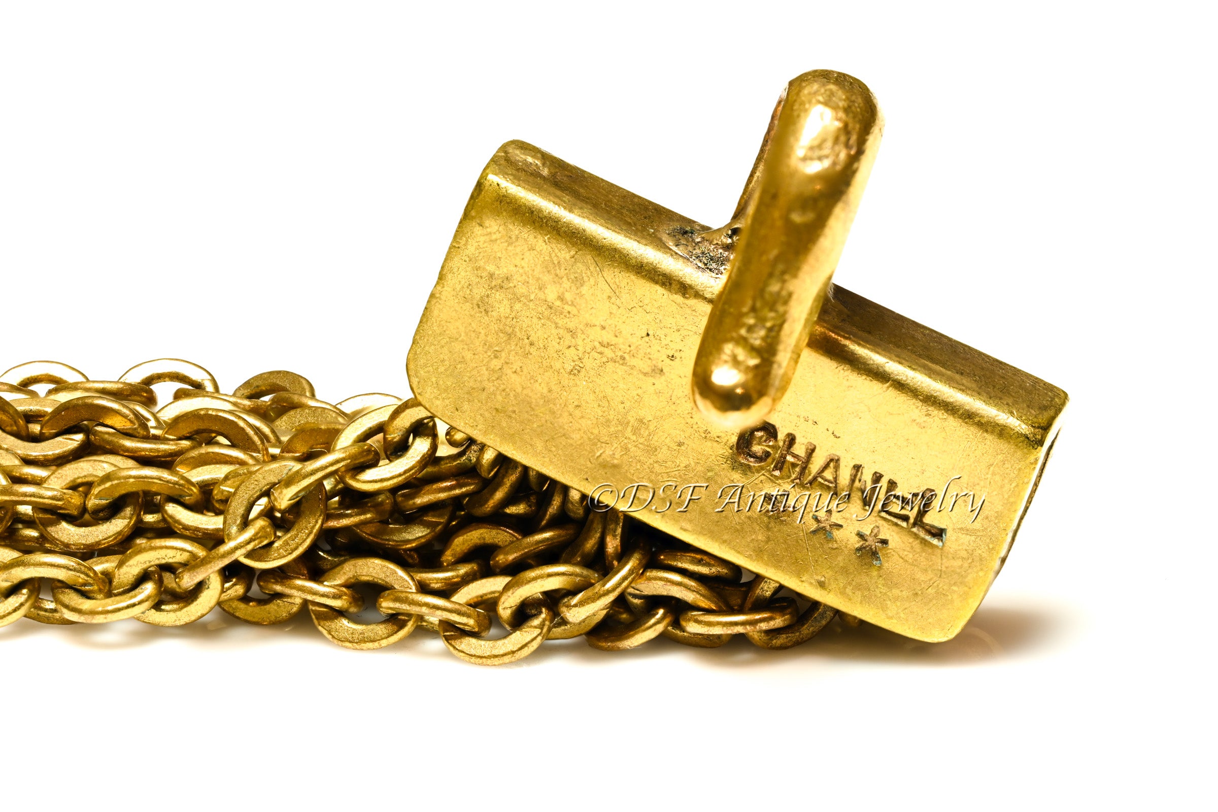 Vintage 1969 Coco Chanel Couture Gripoix Red Glass Lion Chain Necklace 3