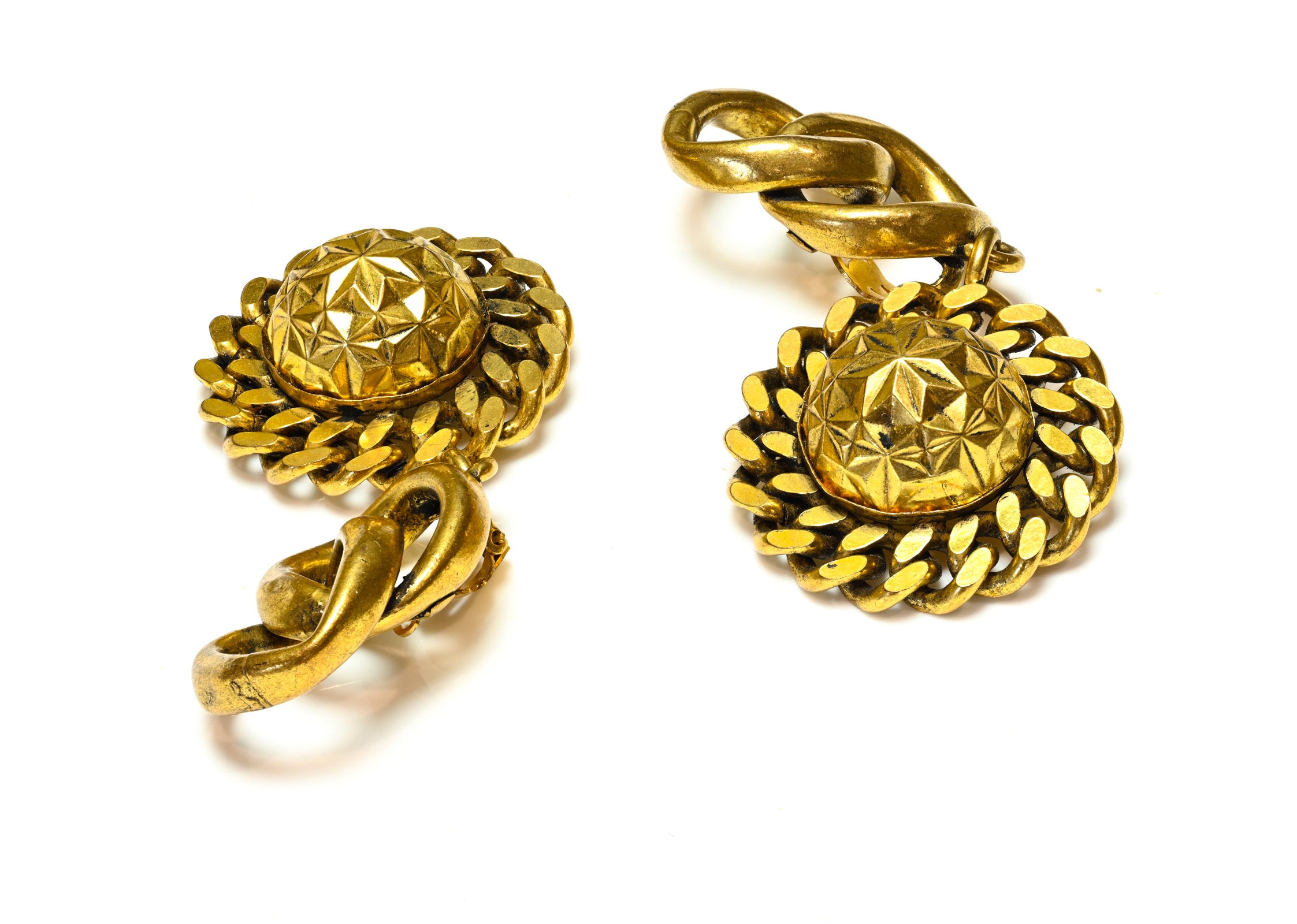 Vintage 1980's French Haute Couture Chain Large Earrings