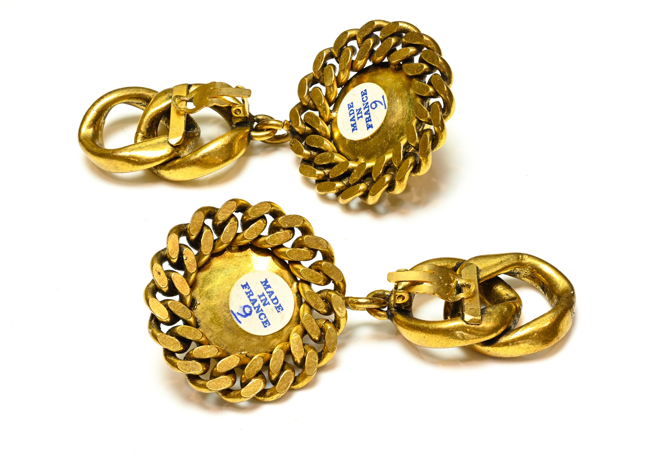 Vintage 1980 French Haute Couture Chain Large Earrings