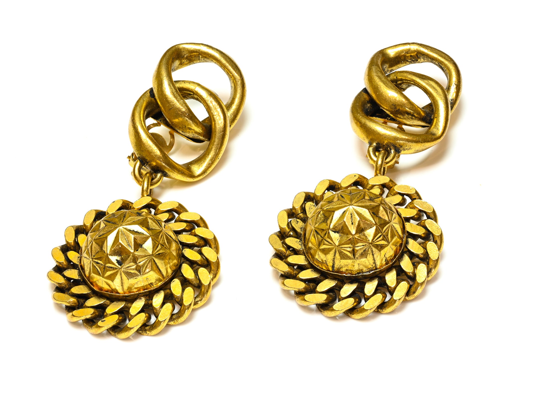 1980's French Haute Couture Chain Large Earrings