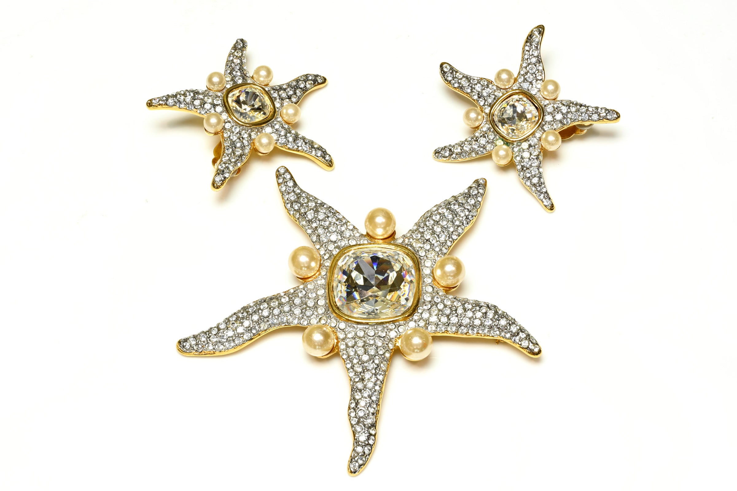 Vintage 1980's Valentino Garavani Starfish Pearl Crystal Set 1