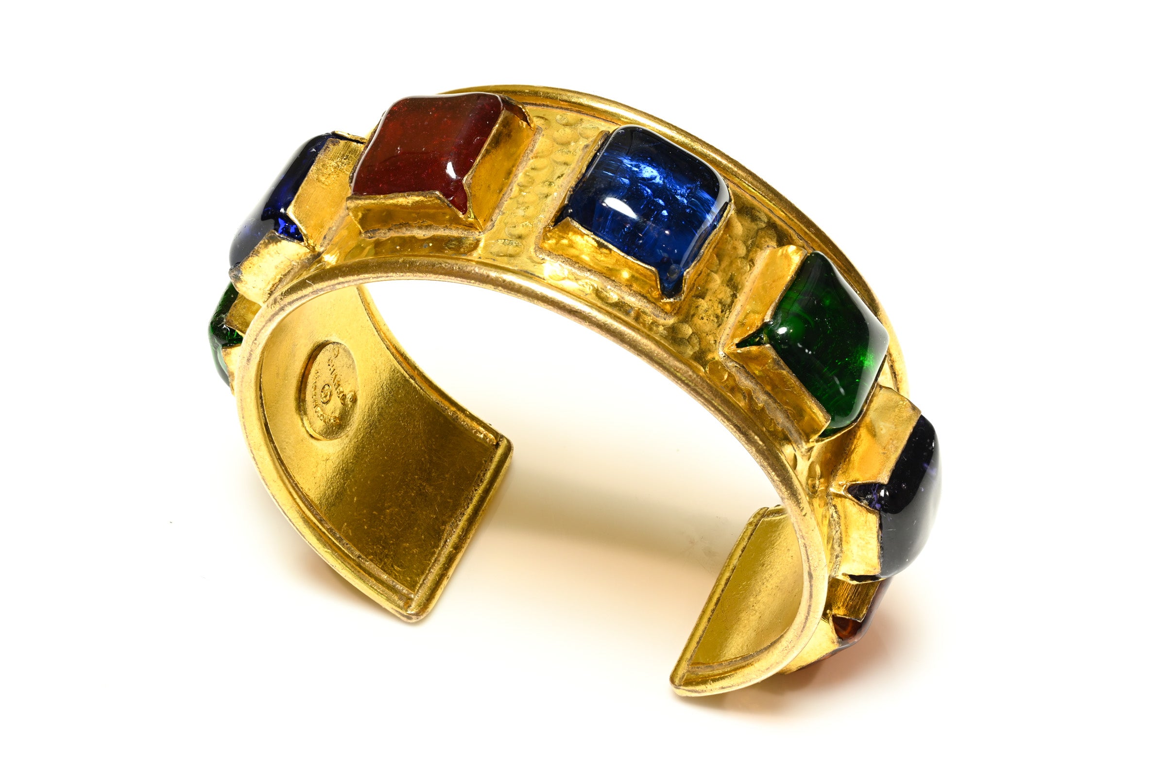 Vintage 1990's Chanel Paris Maison Gripoix Glass Cuff Bracelet 3