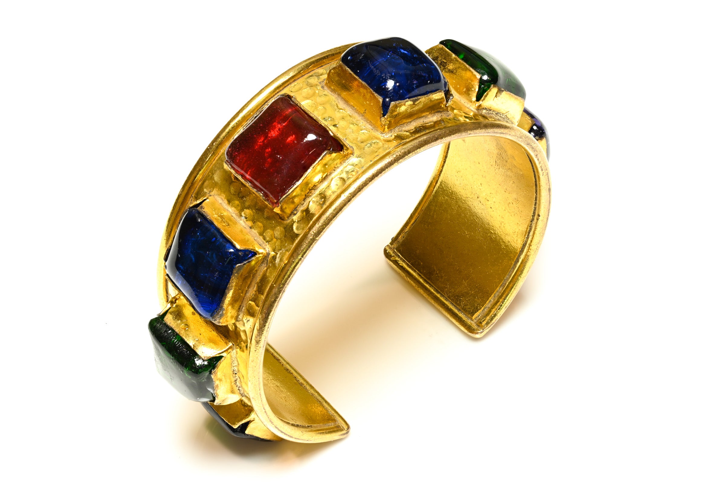 Vintage 1990's Chanel Paris Maison Gripoix Glass Cuff Bracelet 4