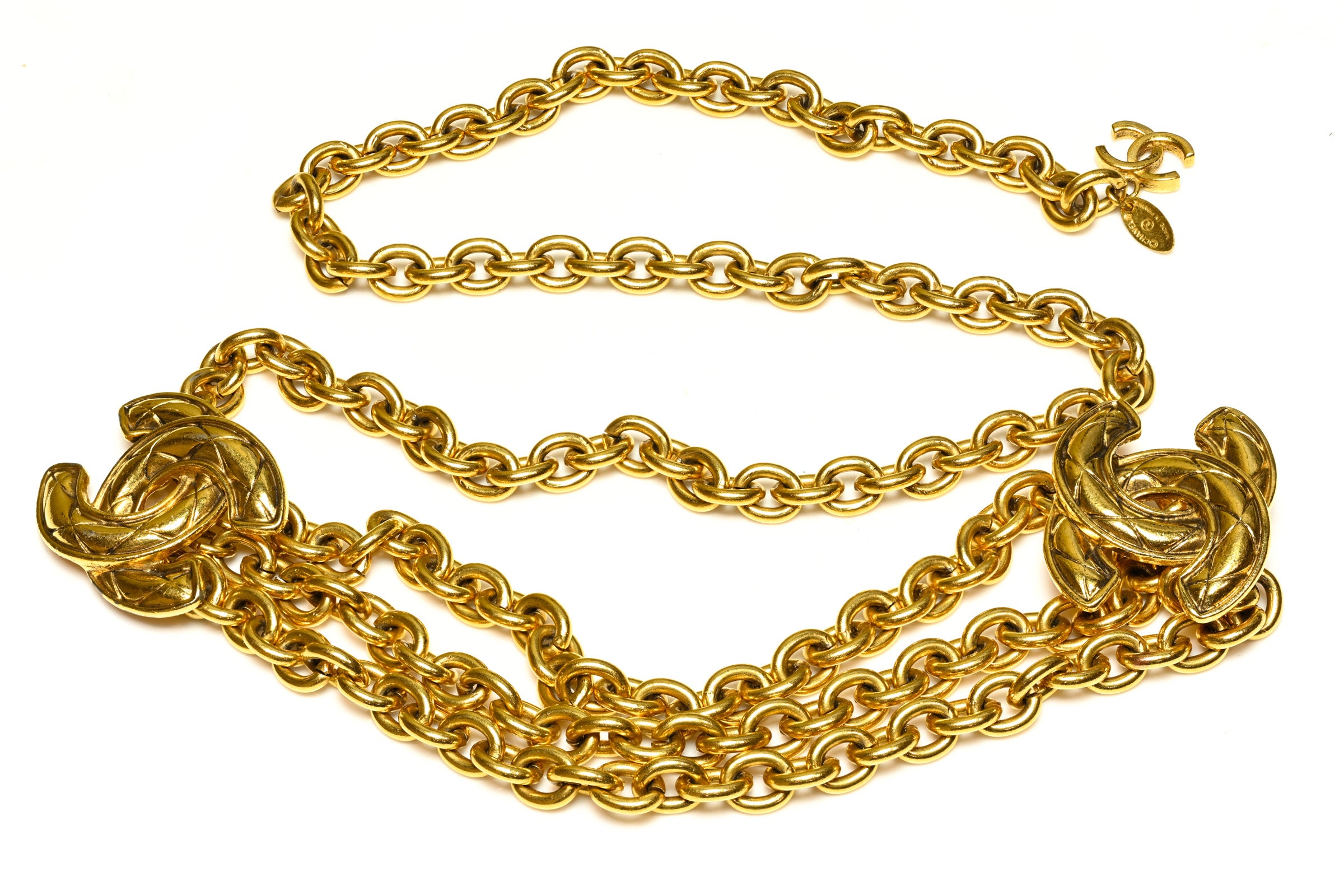 Vintage 1990's Chanel Paris Triple Chain CC Belt