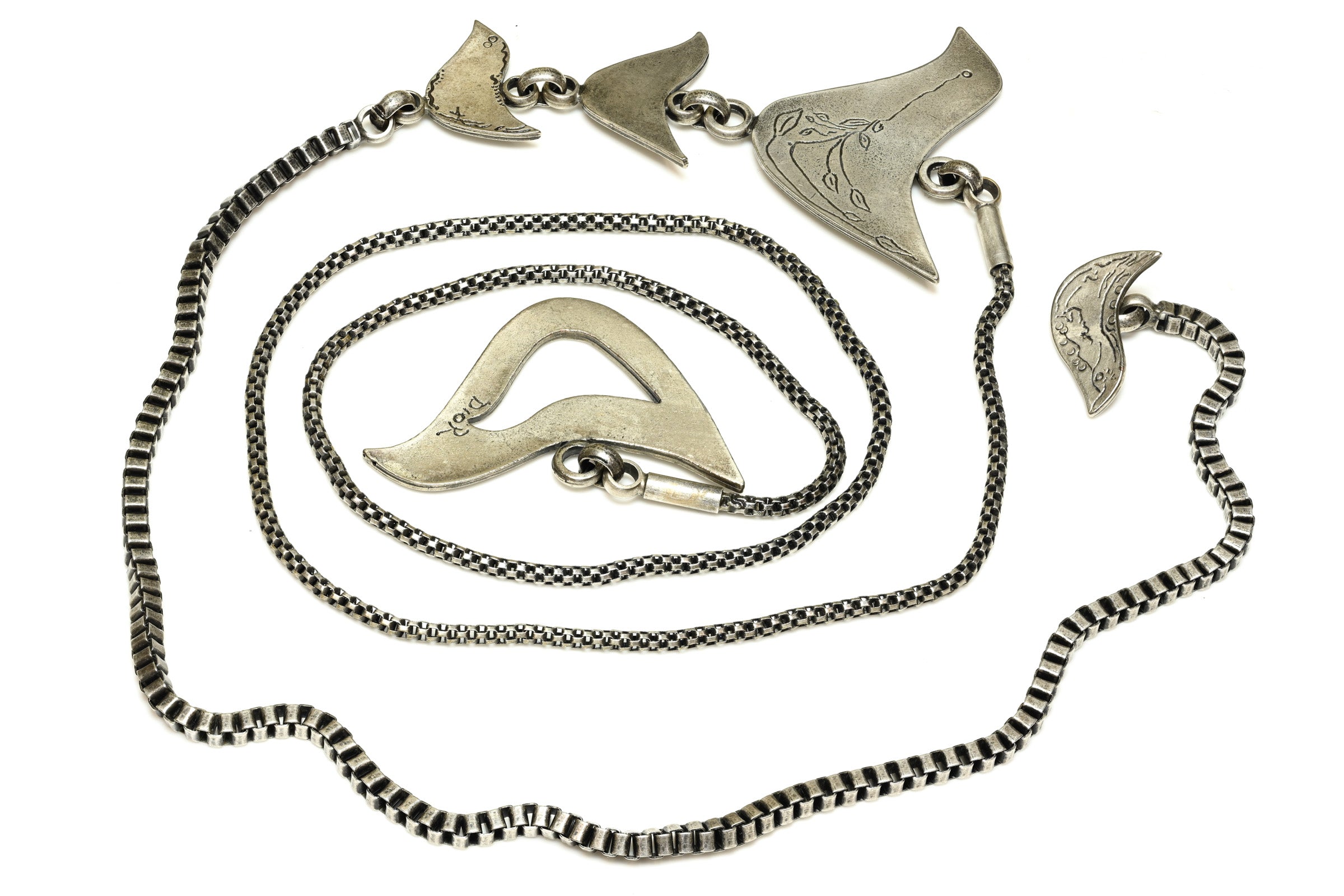 Vintage 1990's Christian Dior Galliano Bird Chain Toggle Bolo Necklace 1