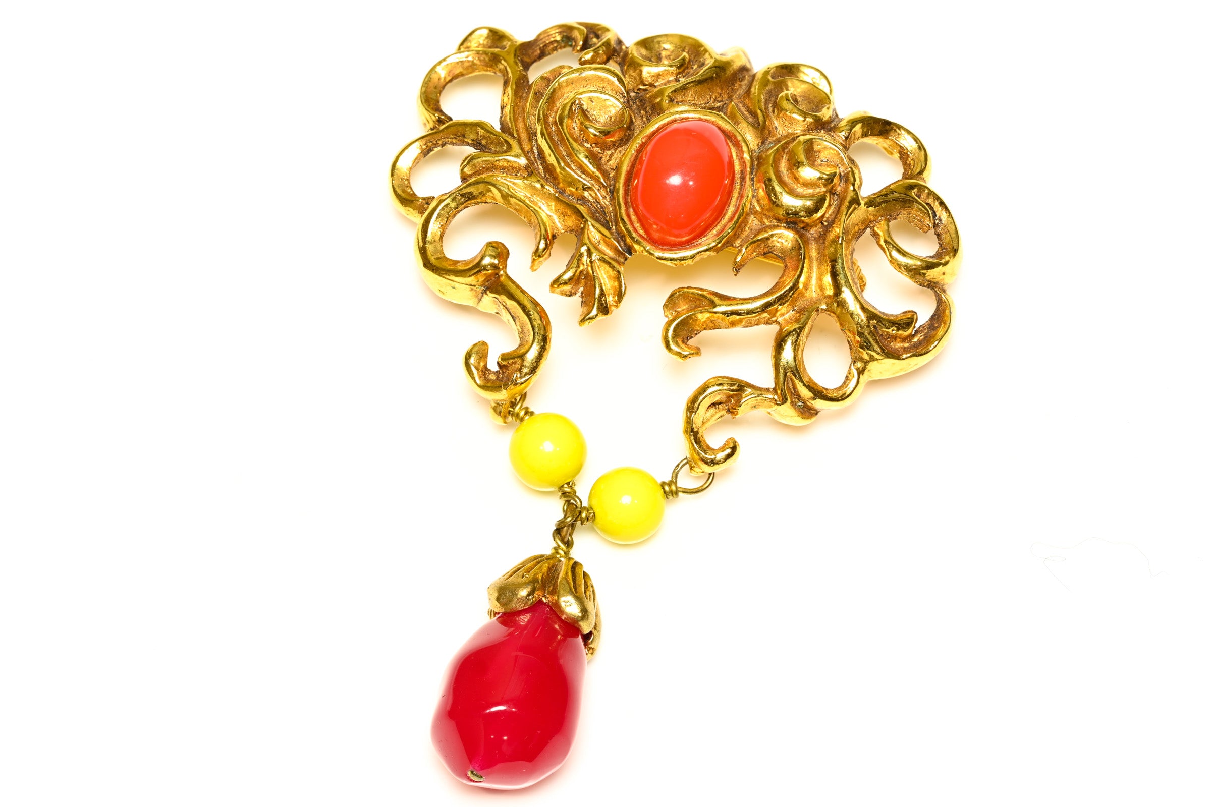 Vintage 1990's Christian Lacroix Baroque Style Heart Brooch