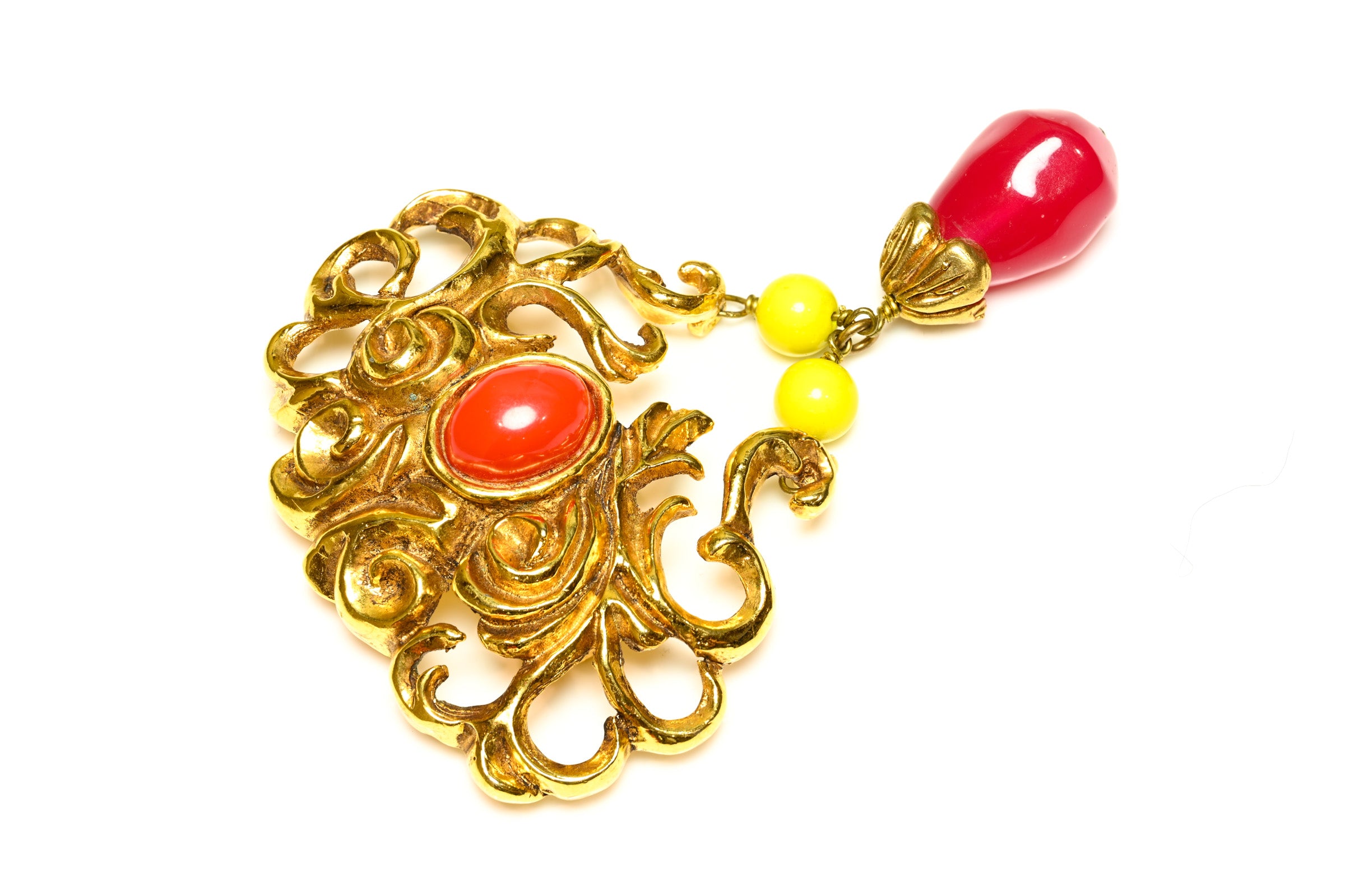 Vintage 1990's Christian Lacroix Baroque Style Heart Brooch 1
