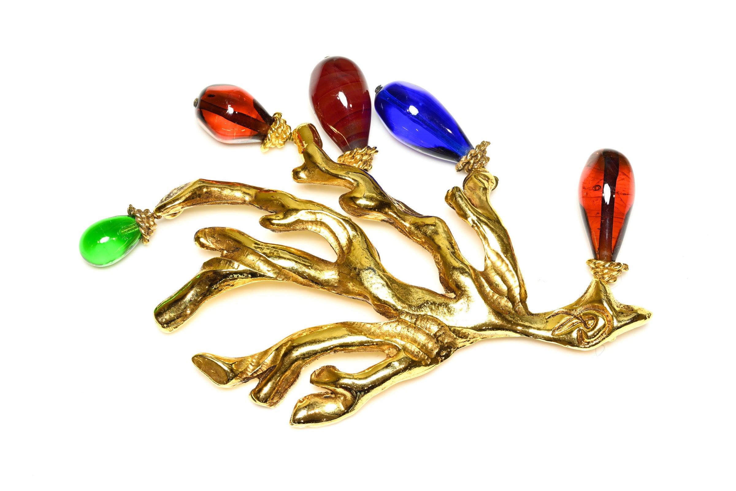 Vintage 1990's Christian Lacroix Branch Glass Drop Brooch 2