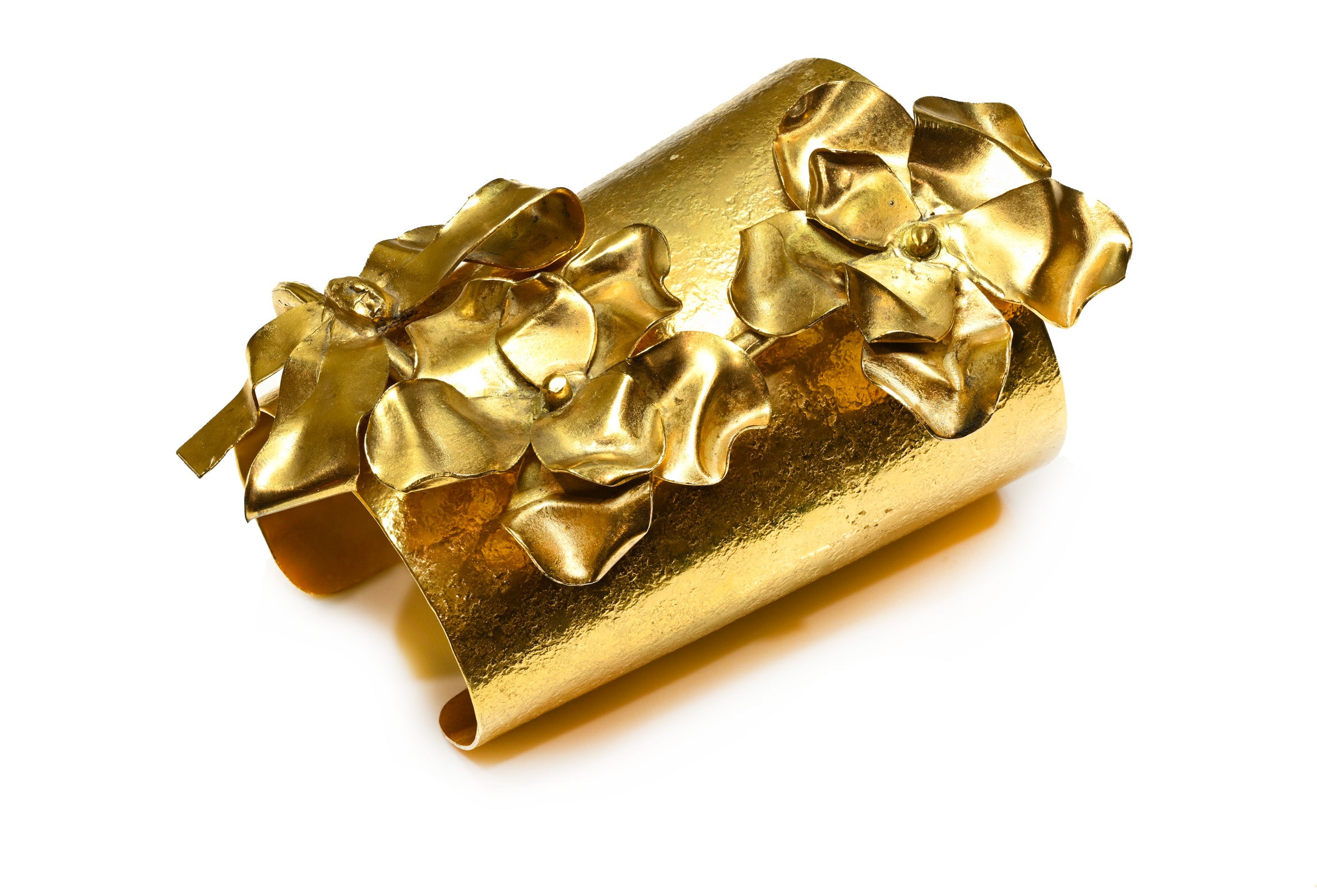 Vintage 1990's Yves Saint Laurent Paris Goossens Flower Cuff Bracelet