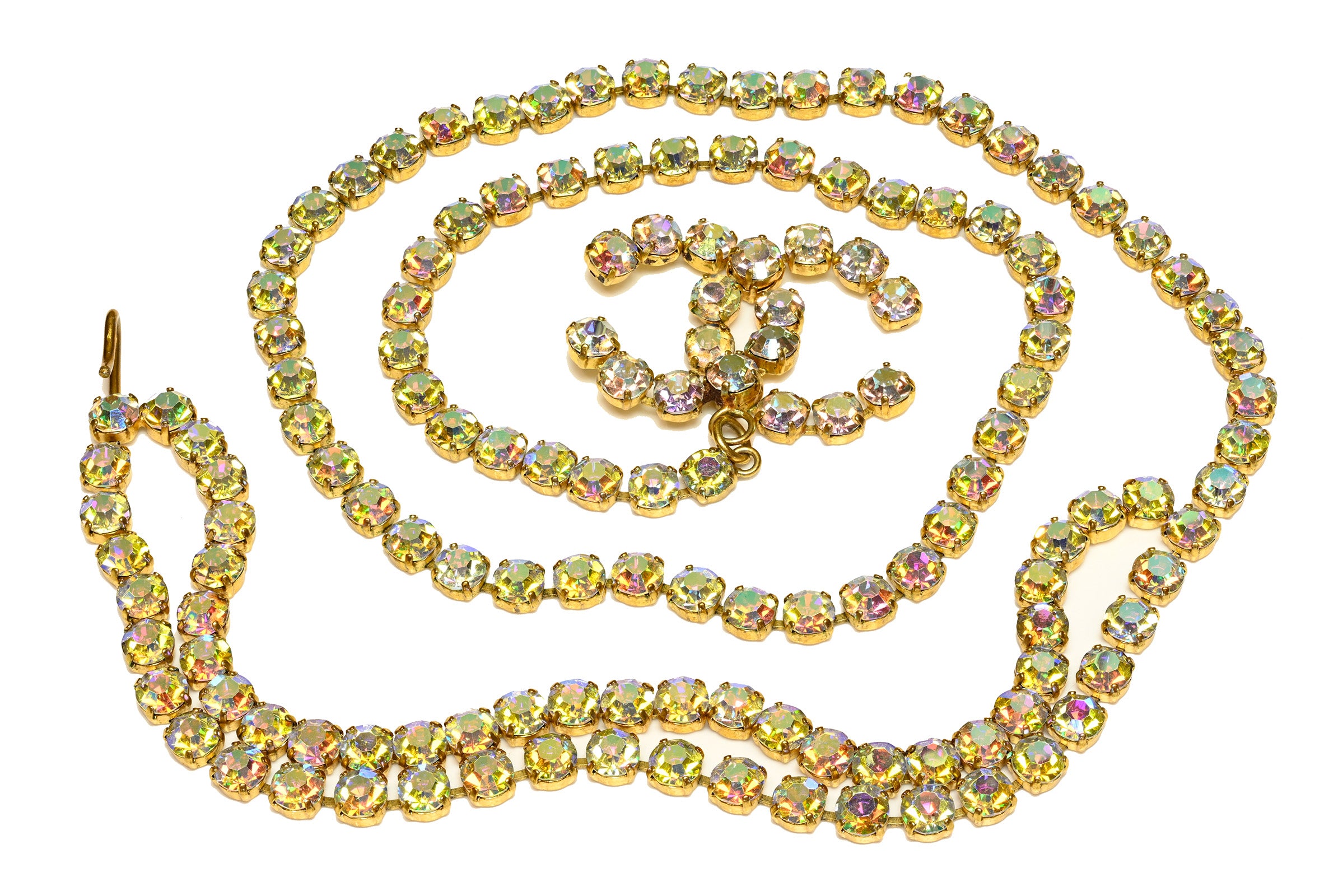 Vintage CHANEL Paris Spring CC Iridescent Crystal Barbie Belt