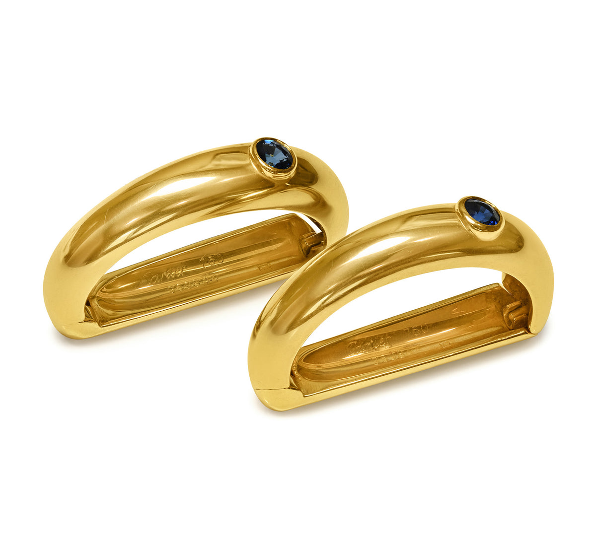 Vintage Cartier 18K Yellow Gold and Sapphire Cufflinks
