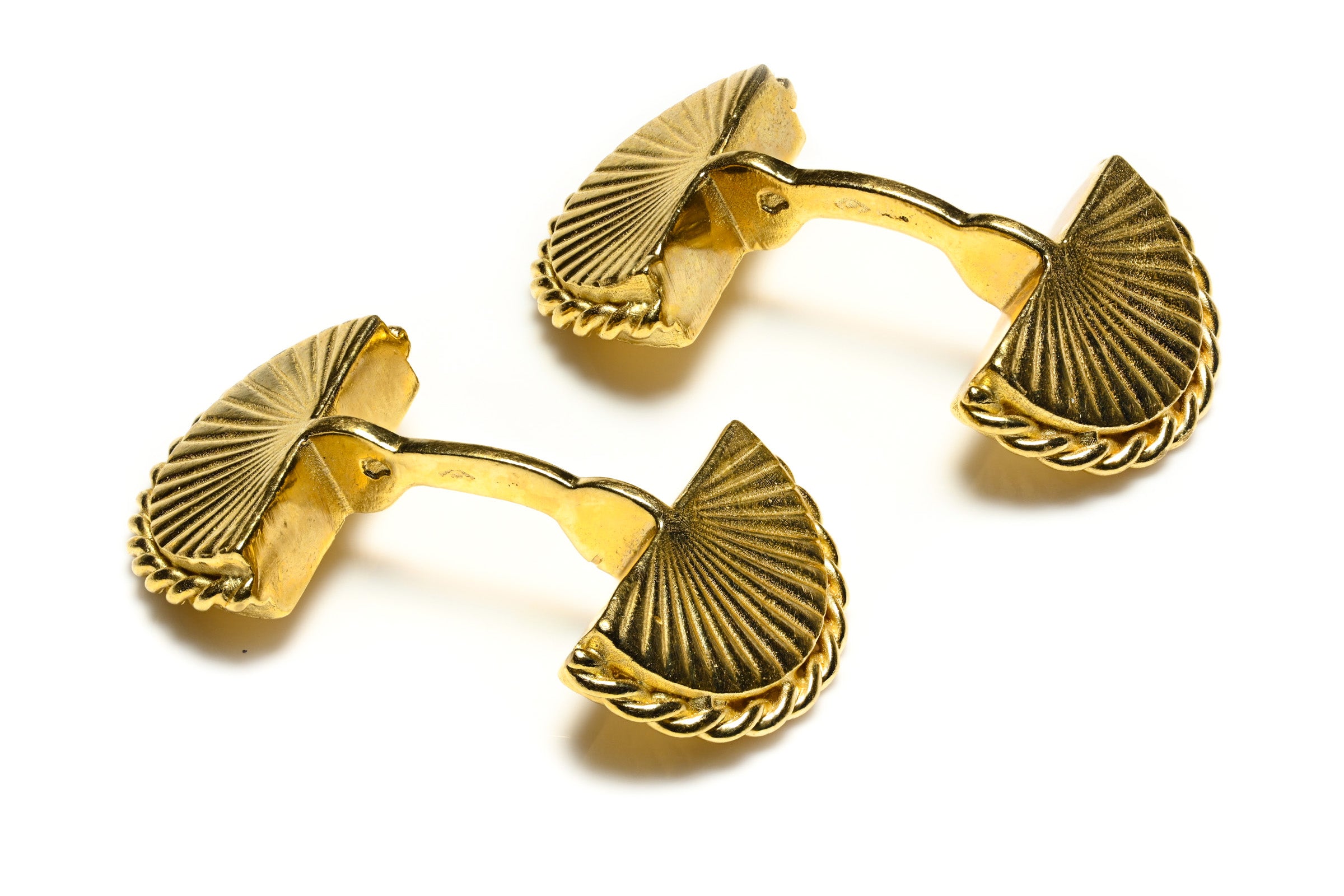 Vintage Cartier Paris 18K Gold Fan Motif Cufflinks