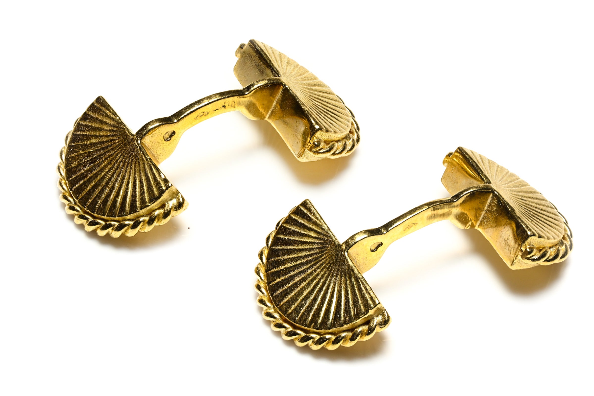 Cartier Paris 18K Gold Fan Motif Cufflinks