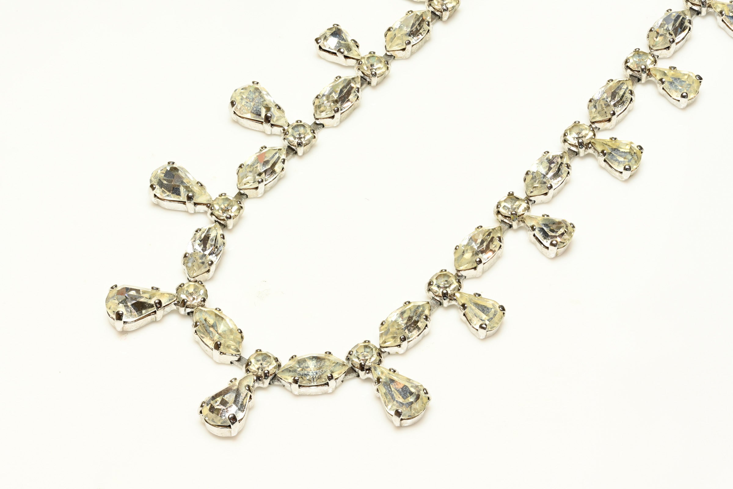 Vintage Christian Dior Germany Rhodium Plated Crystal Necklace 1