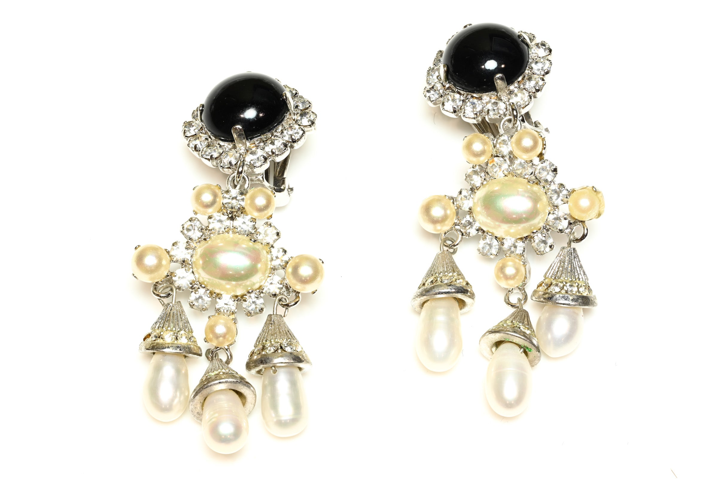 Vintage Christian Dior Henkell & Grosse Pearl Chandelier Earrings 1