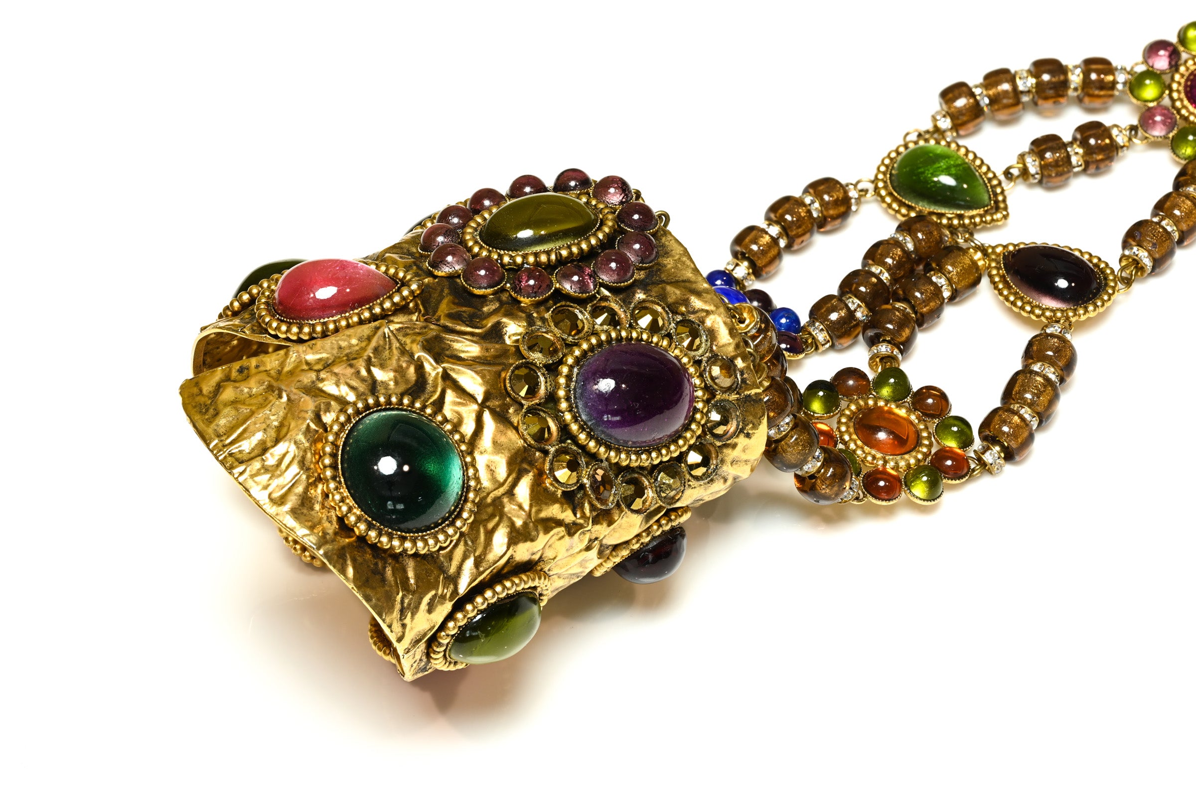 Vintage Christian Lacroix Byzantine Style Cross Hand Chain Bracelet 4