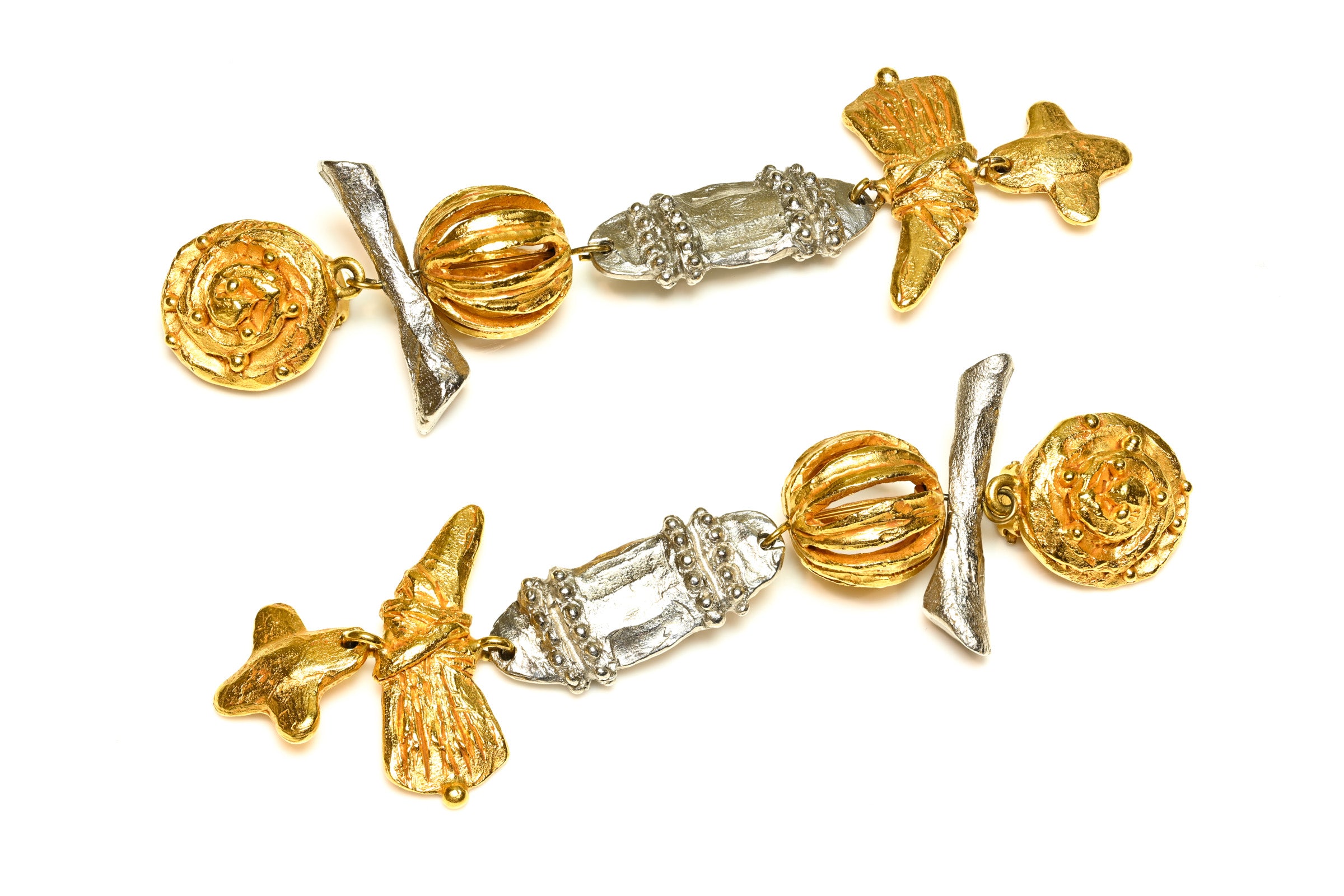 Vintage Christian Lacroix Couture Shoulder Duster Cross Earrings