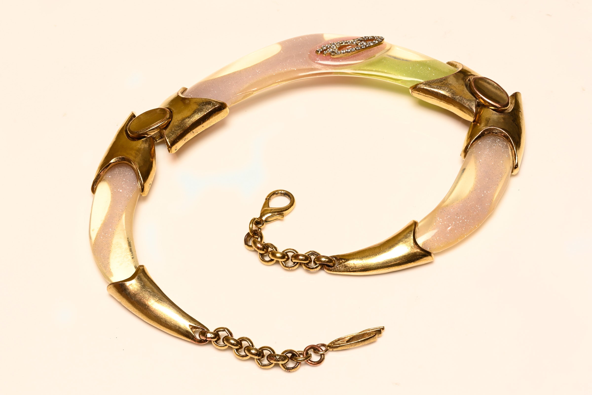 Vintage Christian Lacroix Paris Pastel Lucite Crystal Collar Necklace 1