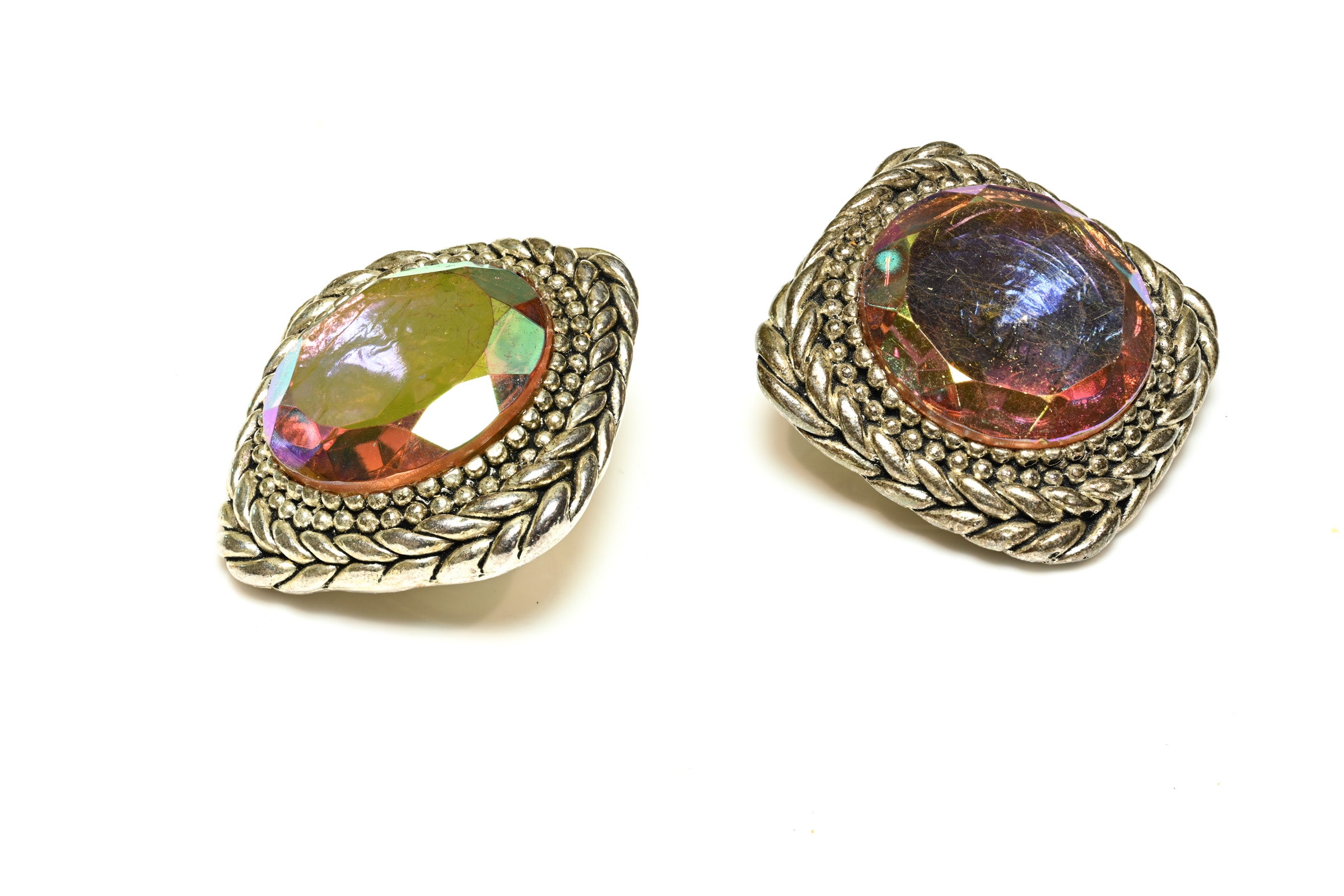 Vintage Claire Deve Paris Holographic Crystal Earrings Bracelet Set 1