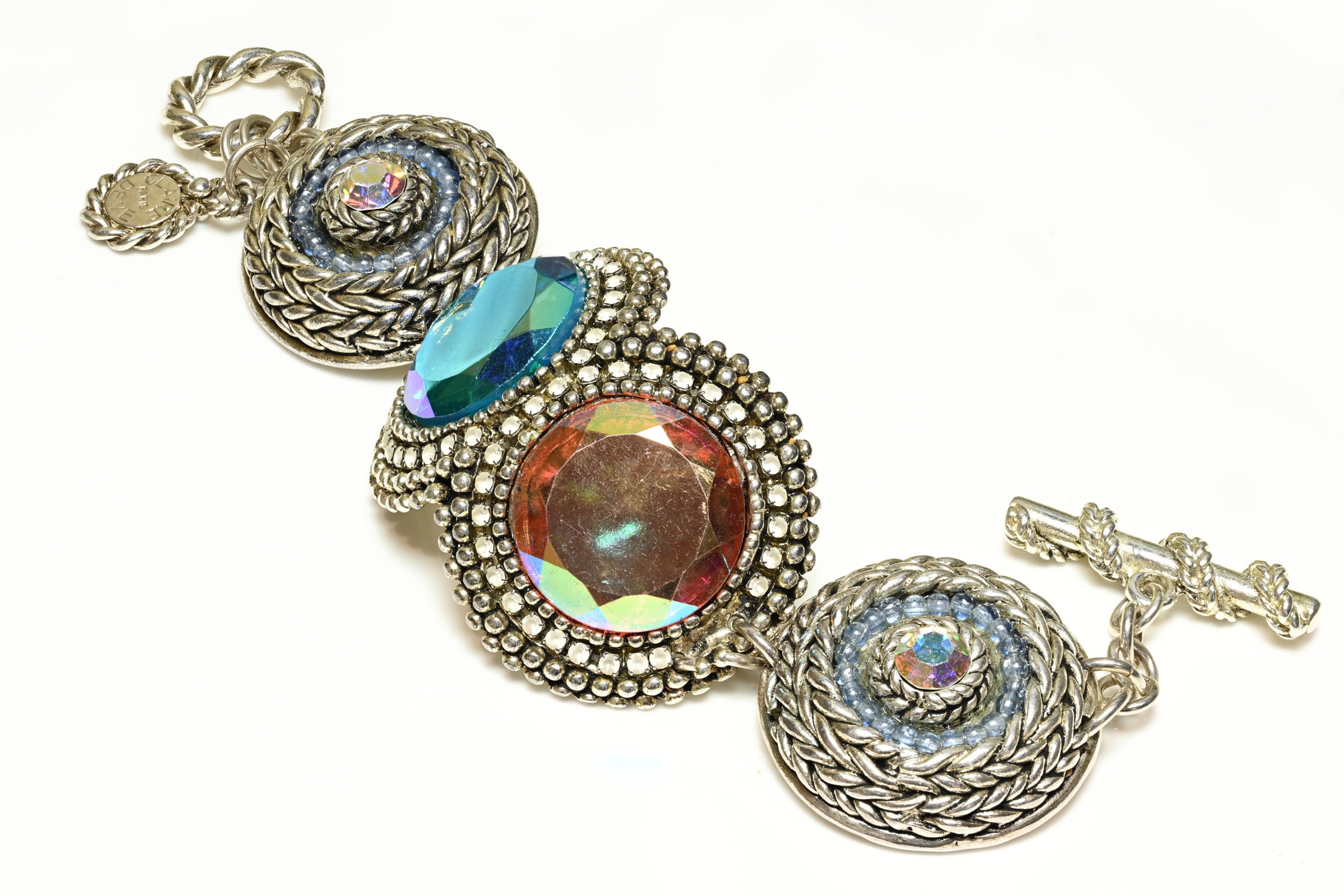 Vintage Claire Deve Paris Holographic Crystal Earrings Bracelet Set 2