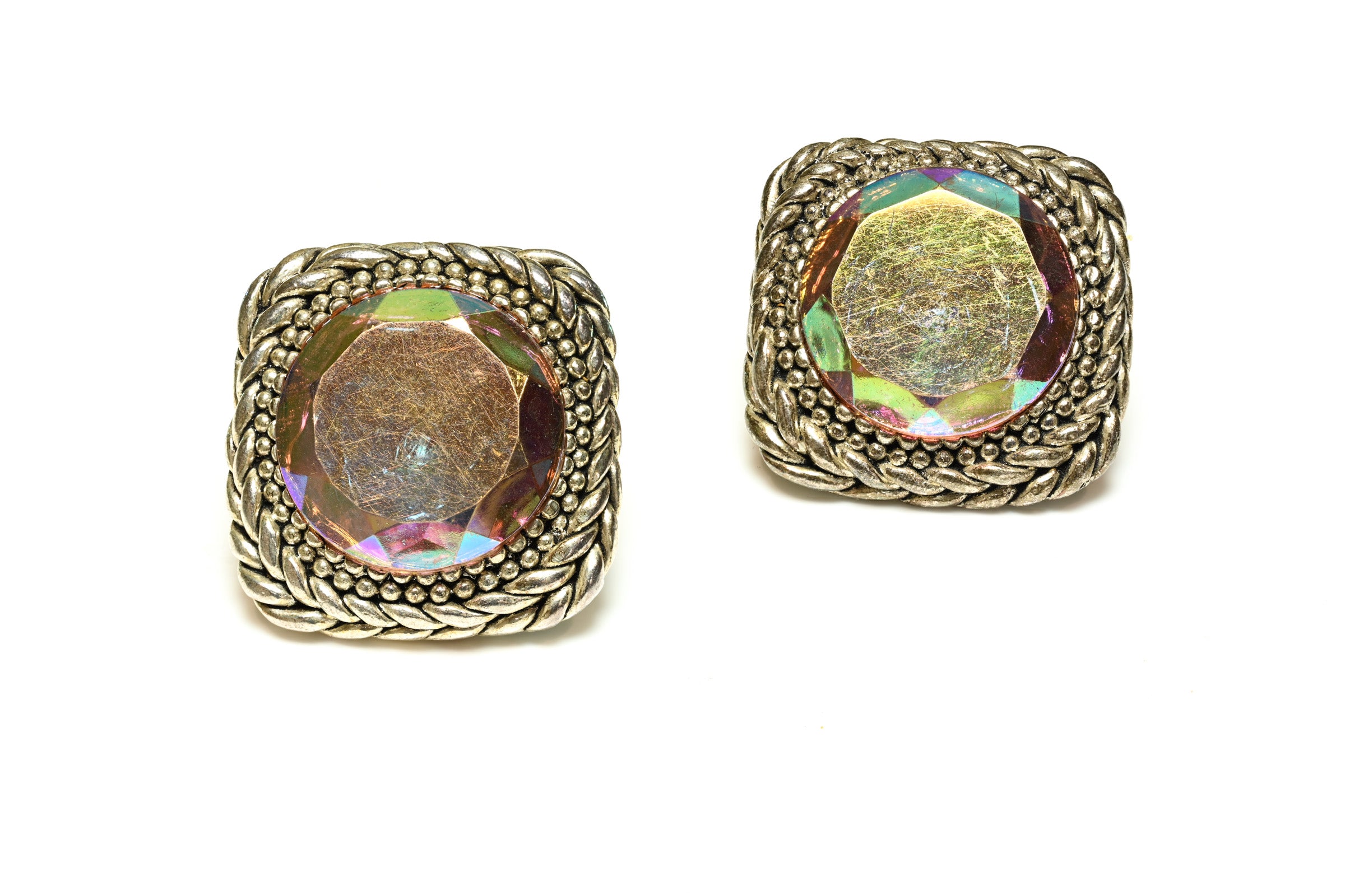 Vintage Claire Deve Paris Holographic Crystal Earrings Bracelet Set 3