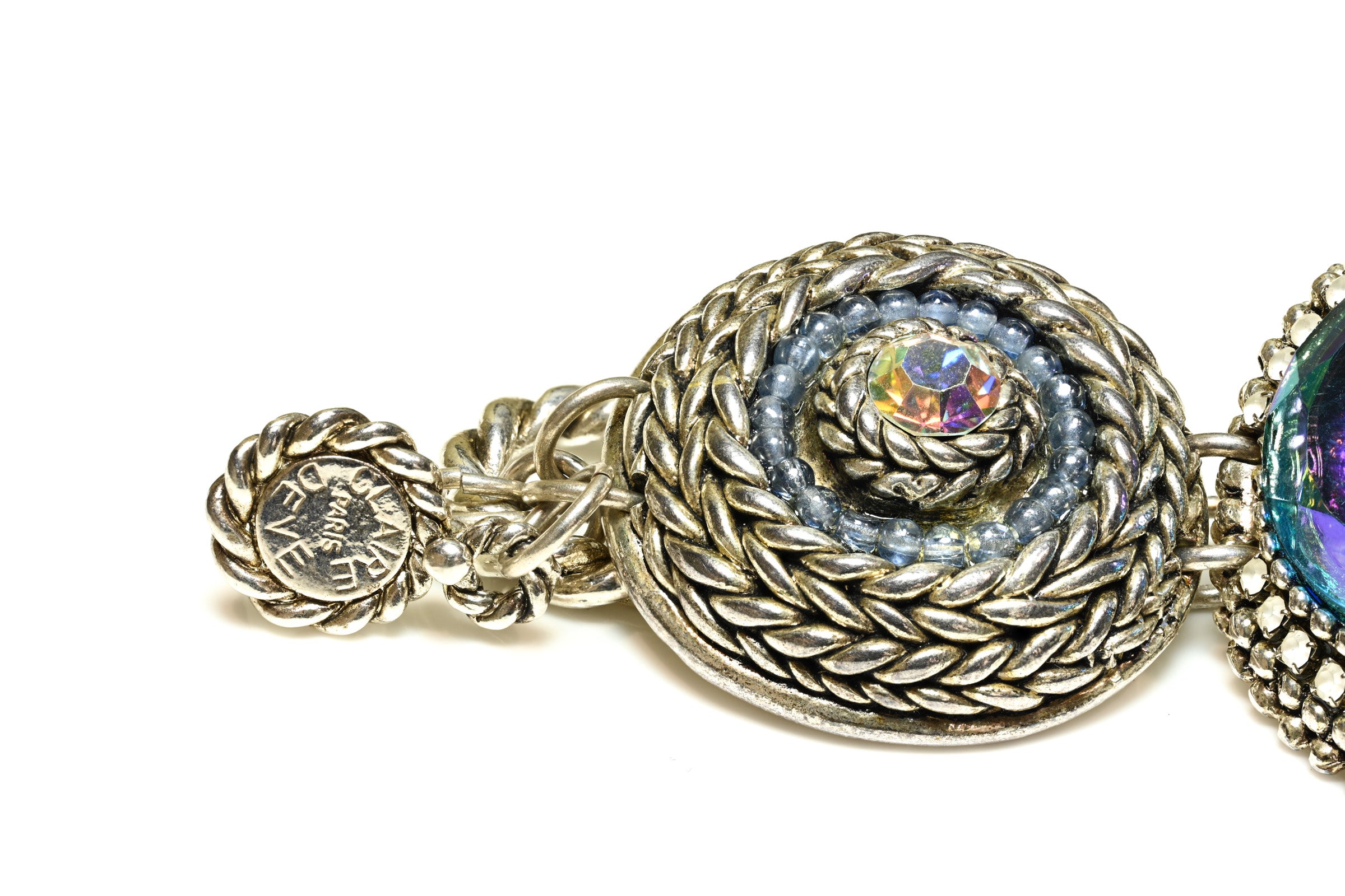 Vintage Claire Deve Paris Holographic Crystal Earrings Bracelet Set 4