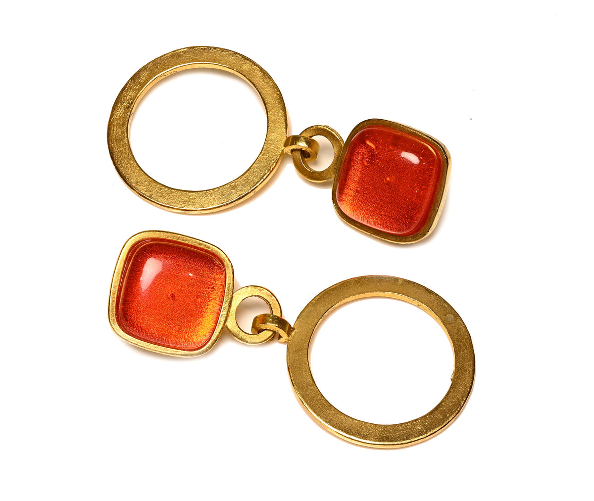 Vintage Claude Montana by Claire Deve Orange Glass Hoop Earrings