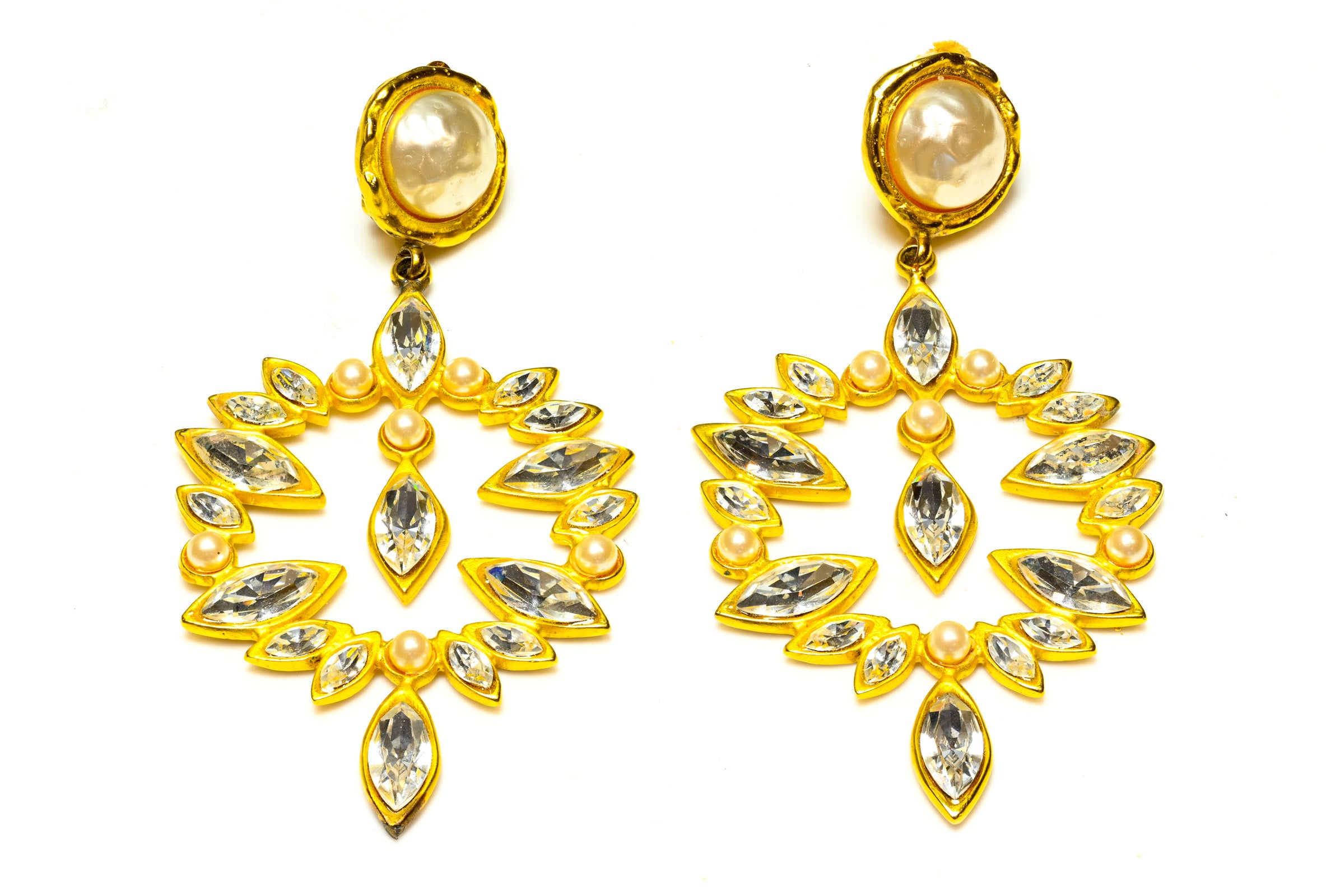 Vintage Deanna Hamro Gold Plated Pearl Drop Earrings