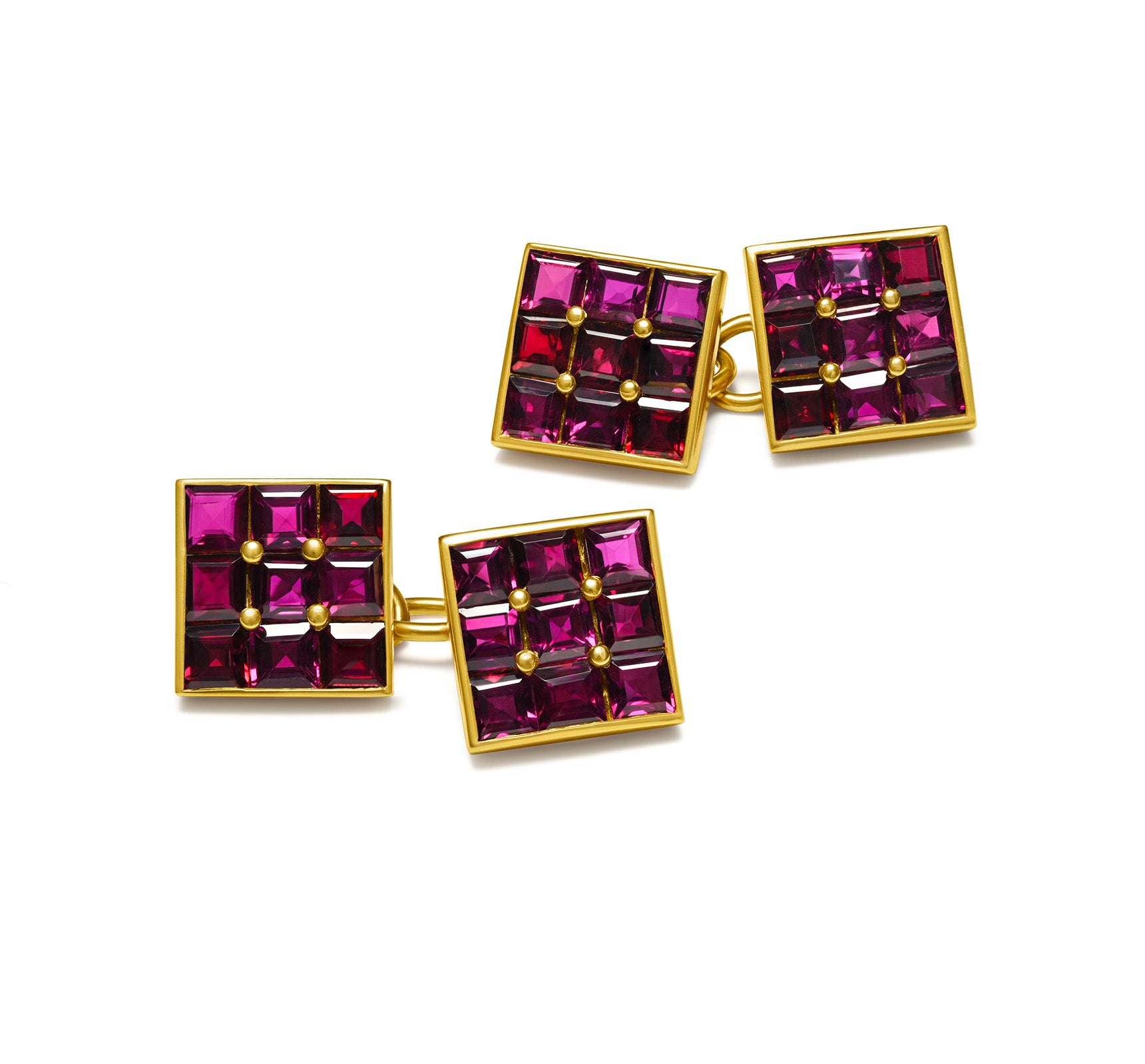 Gold Square Cut Ruby Cufflinks