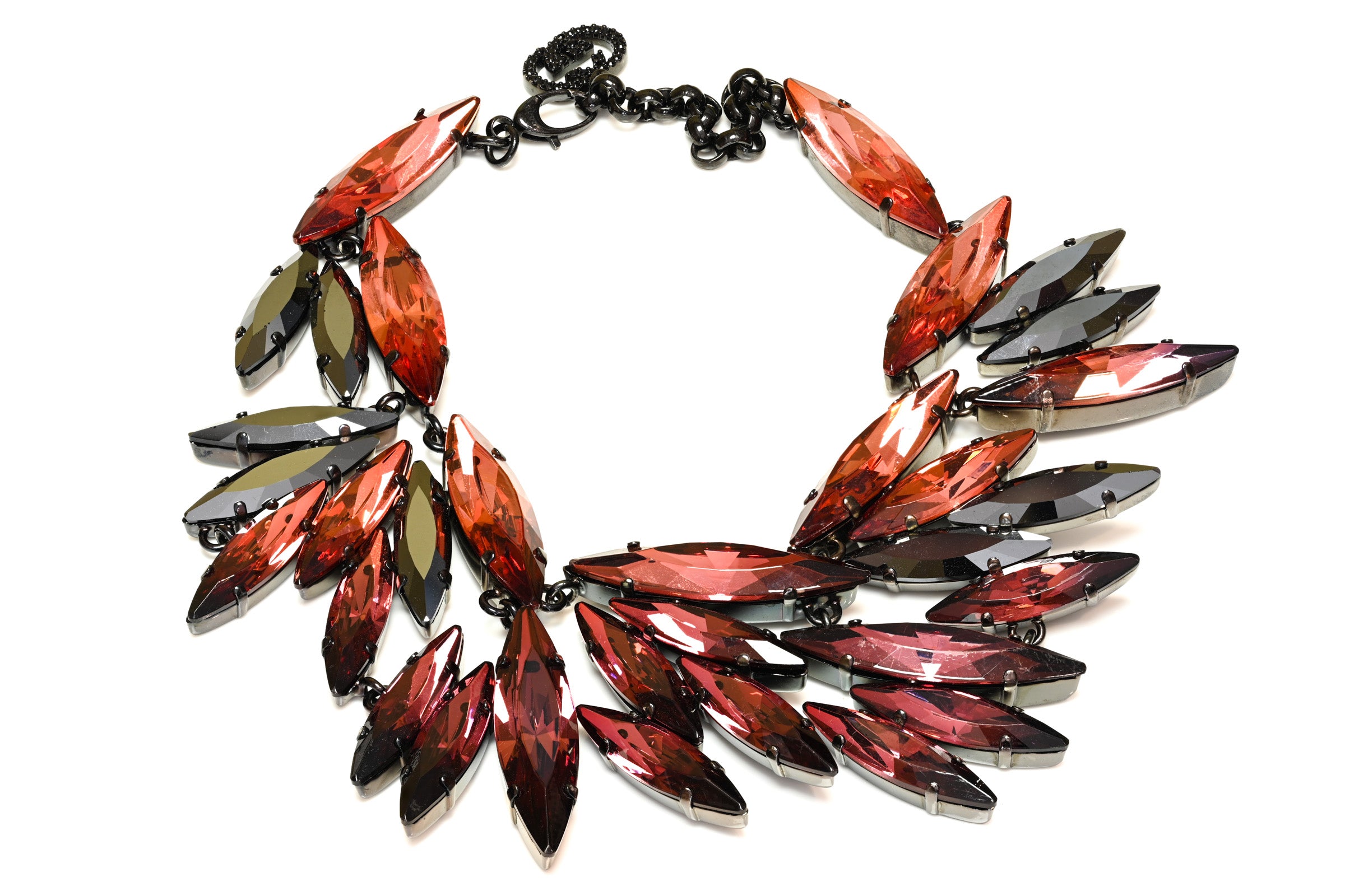 Vintage Gucci Pink Black Crystal Collar Necklace