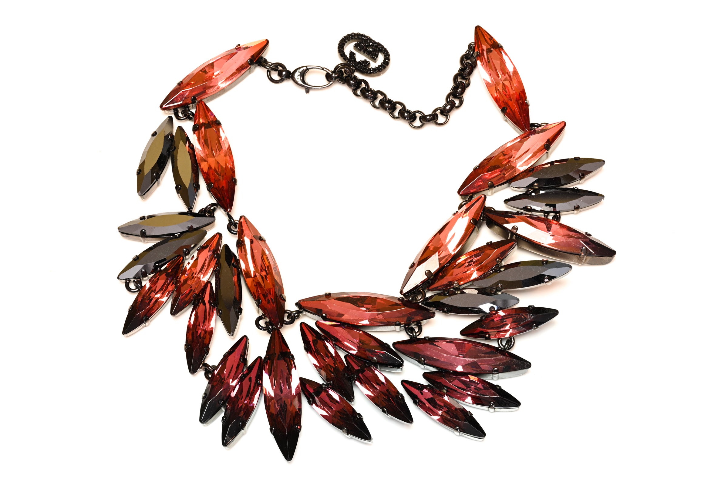 Vintage Gucci Pink Black Crystal Collar Necklace 1