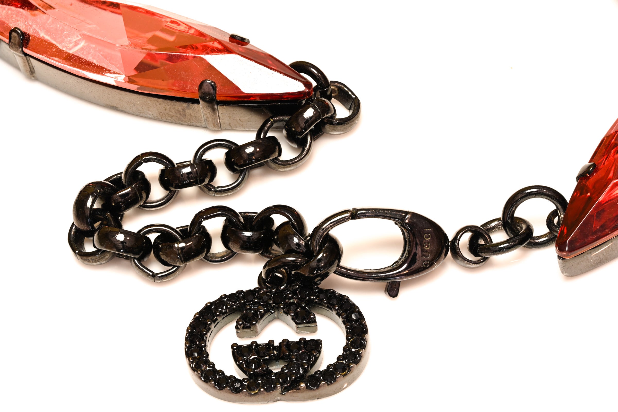 Vintage Gucci Pink Black Crystal Collar Necklace 2