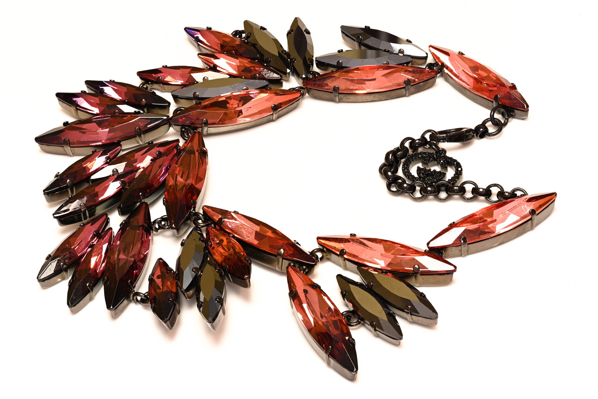 Vintage Gucci Pink Black Crystal Collar Necklace 4