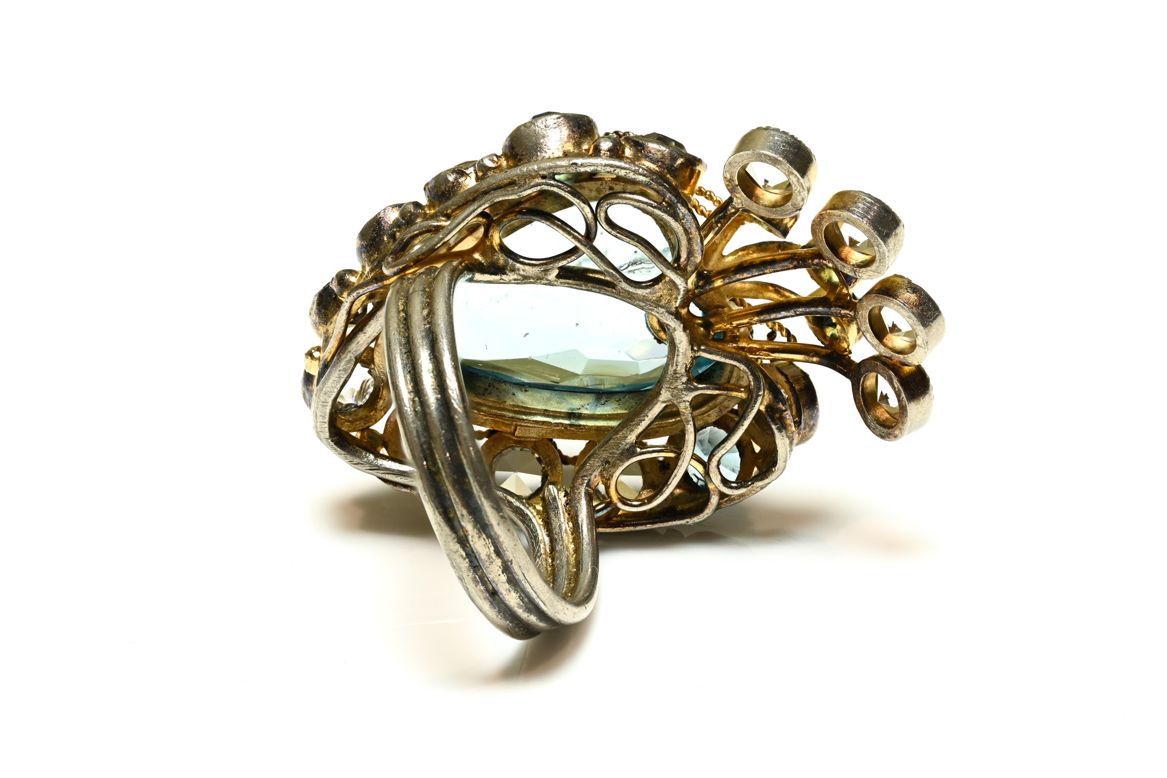 Vintage Hobe 1946 Blue Crystal Heart Ring 3